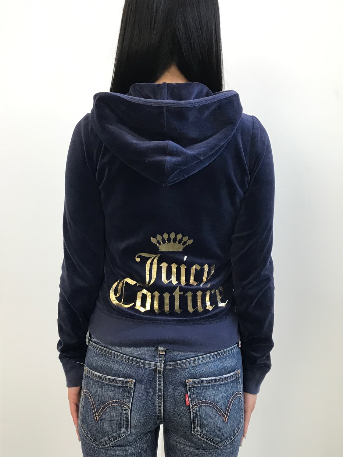 Juicy Couture Navy Velvet Zip-Up Hoodie 상품이미지1