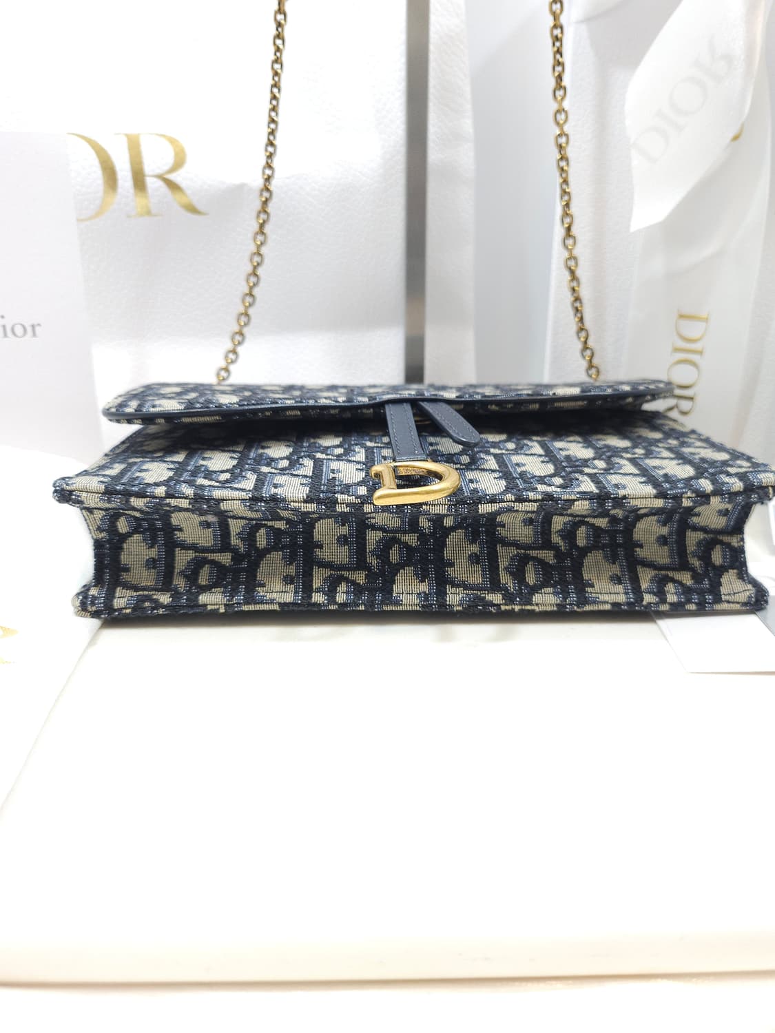 [정품]디올 오블리크 새들 미디엄 체인 파우치 상품이미지3