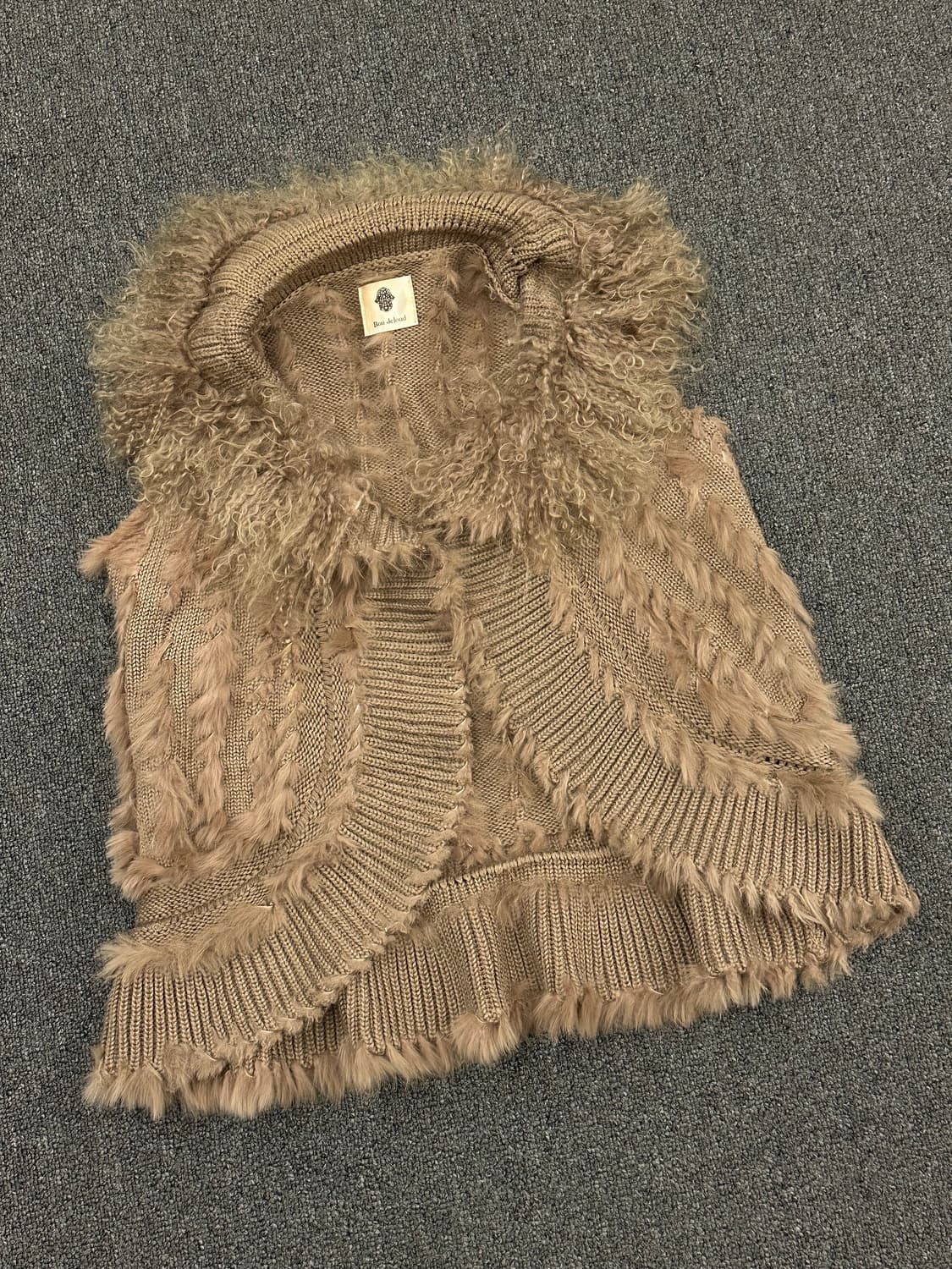 OS)Bou Jeloud 래빗 퍼 트리밍 니트 베스트 상품이미지1