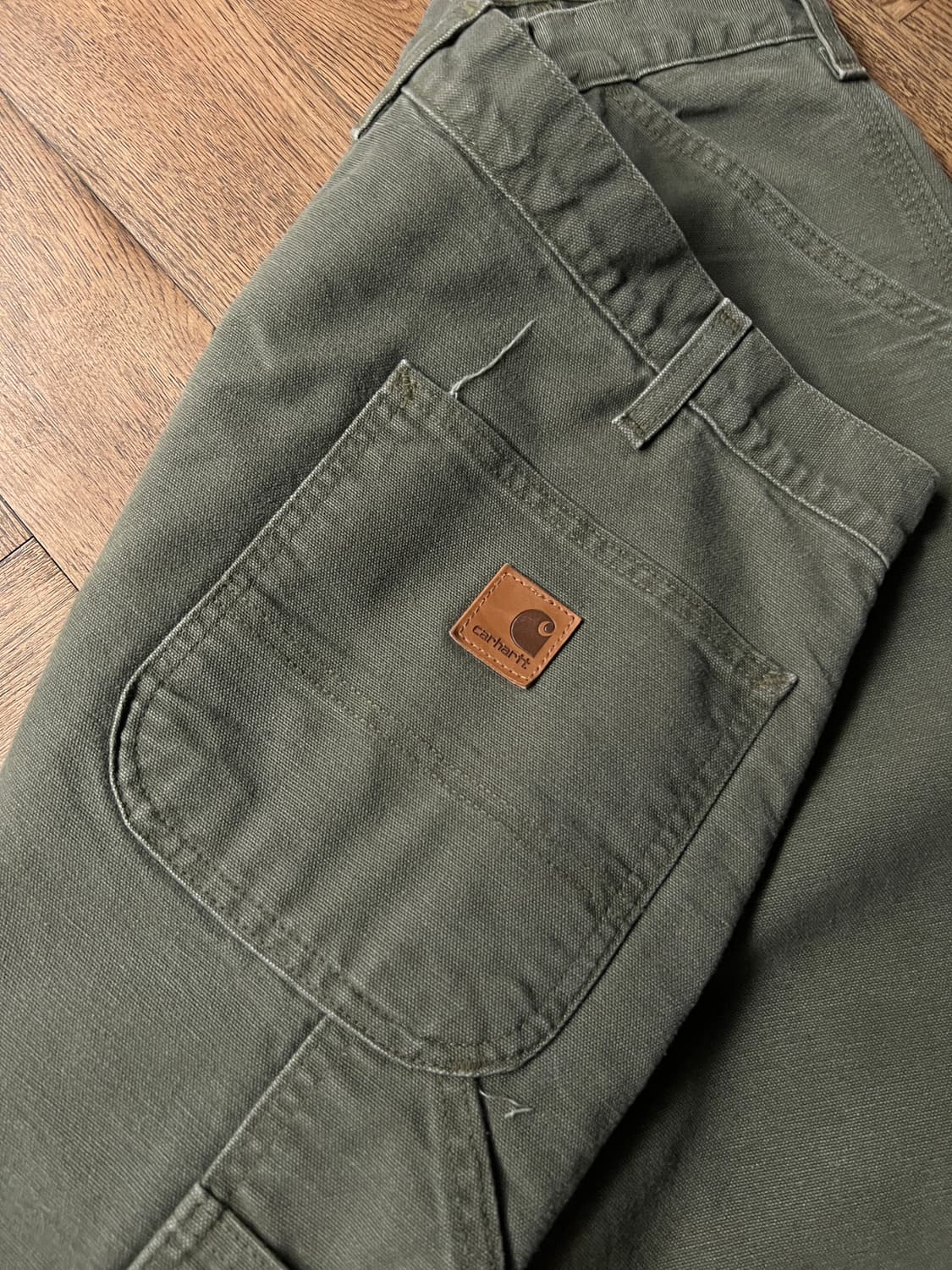 [38]칼하트 USA 체크 라이닝 모스그린 싱글니 카펜터 워크 팬츠 상품이미지6