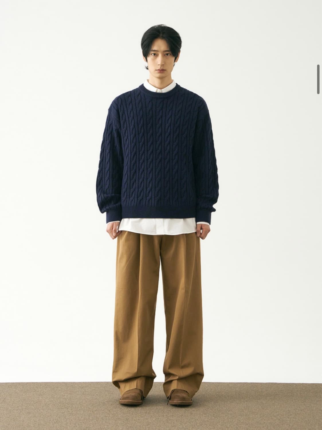 후브스 헤비 케이블 니트 울 스웨터 [네이비] - L 사이즈 상품이미지3