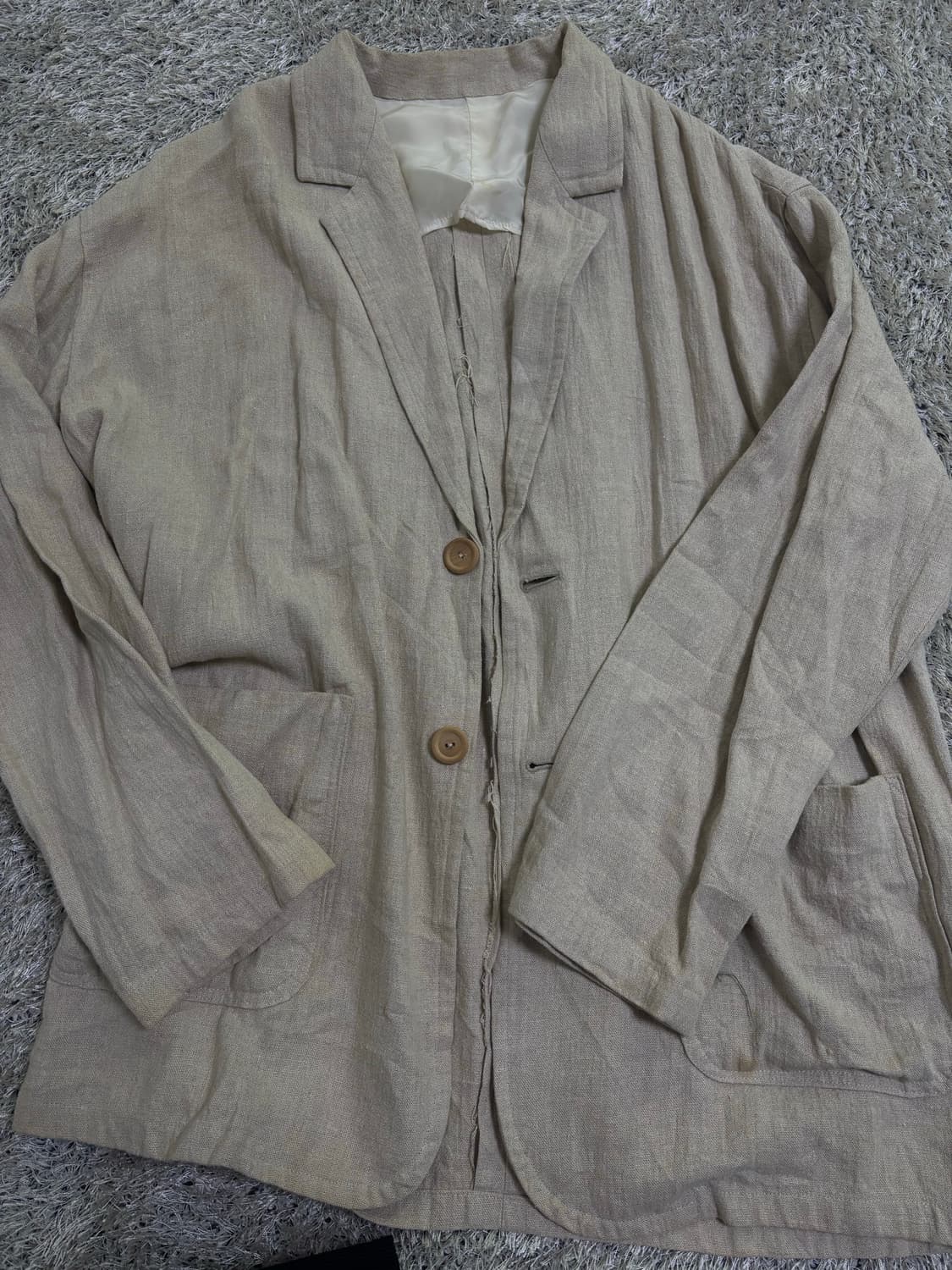 일본판 수제 린넨100프로 블레이저 사이즈 105-110 상품이미지1