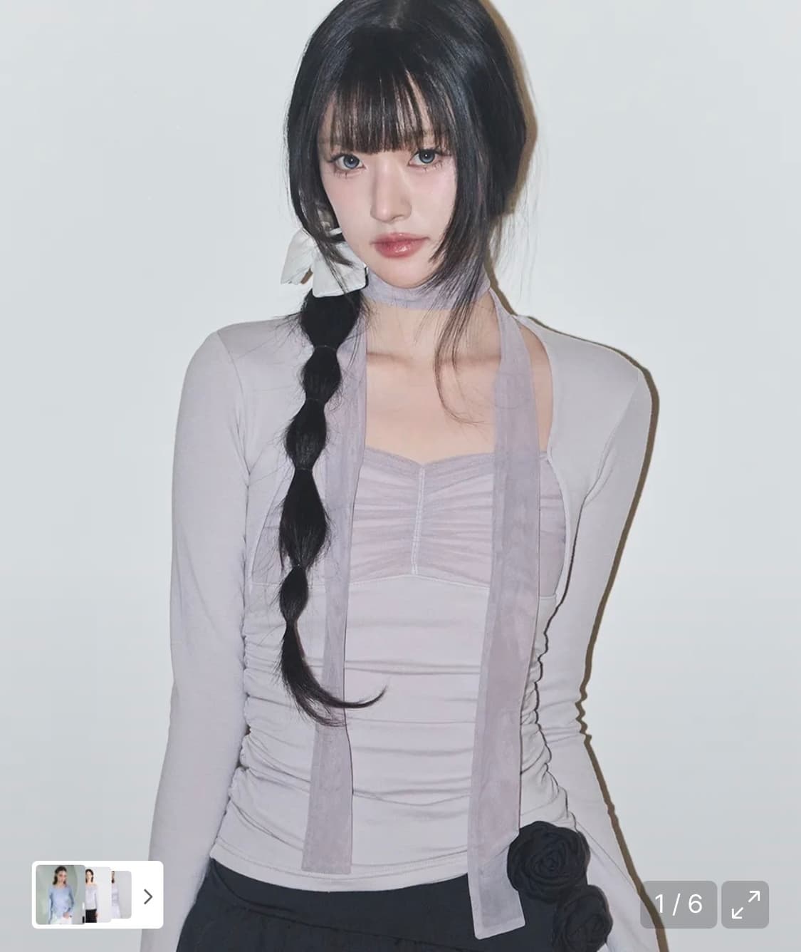 일리고 셔링 볼레로 탑 핑크 그레이 상품이미지1