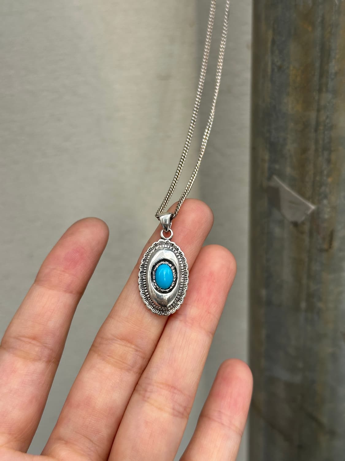 Turquoise Shield Oval 925Silver Necklac  상품이미지1