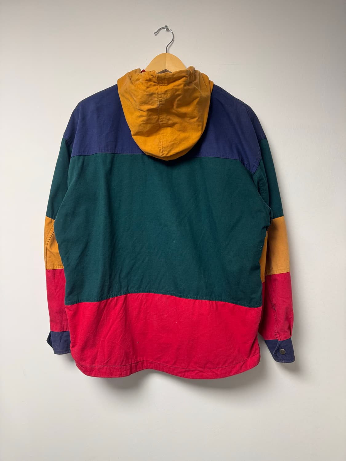 90s 빈티지 프렌치 컨트리 컬러블럭 파이어맨 버클 후드 워크 자켓 상품이미지4