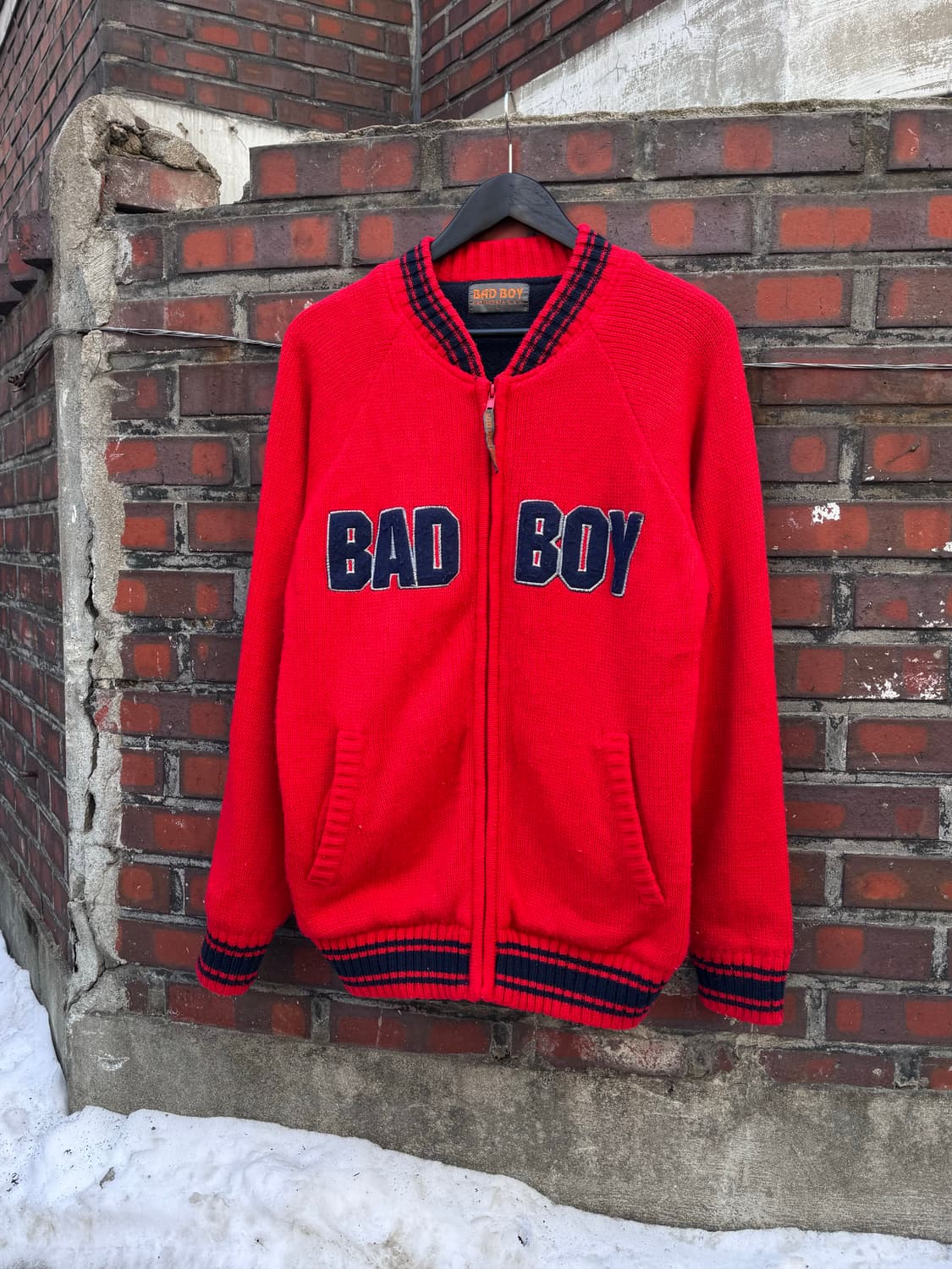 90s BAD BOY 스펠아웃 니트집업  상품이미지1