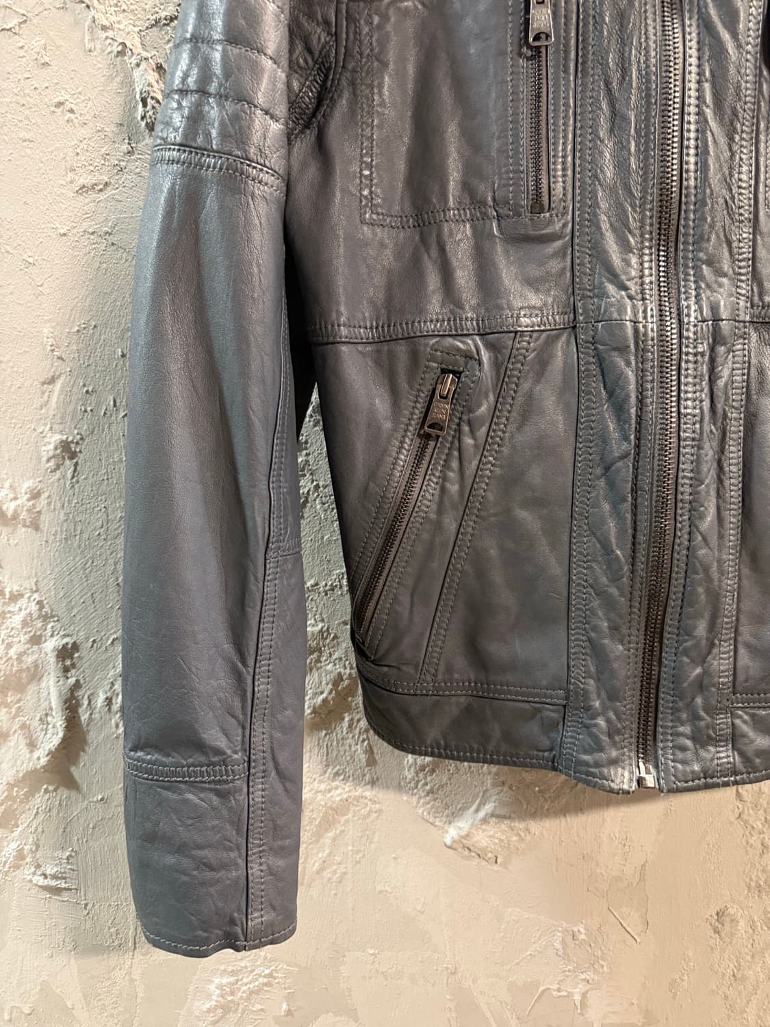 M 캘빈클라인 CK Jeans 양가죽 라이더 자켓 그레이 상품이미지2