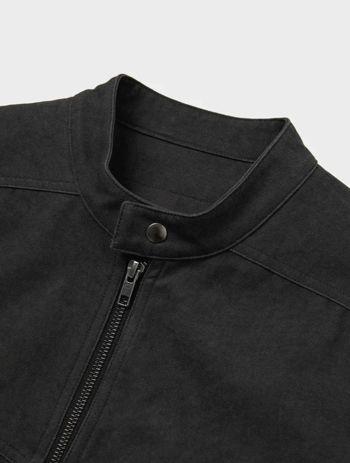 르마드 워시드 코튼 바이커 자켓 블랙 상품이미지5