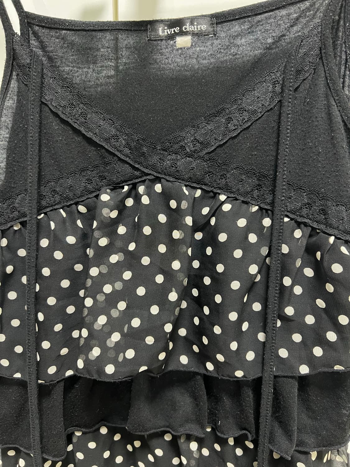 아케호무666 갸루 빈티지 도트 레이스 나시 상품이미지2