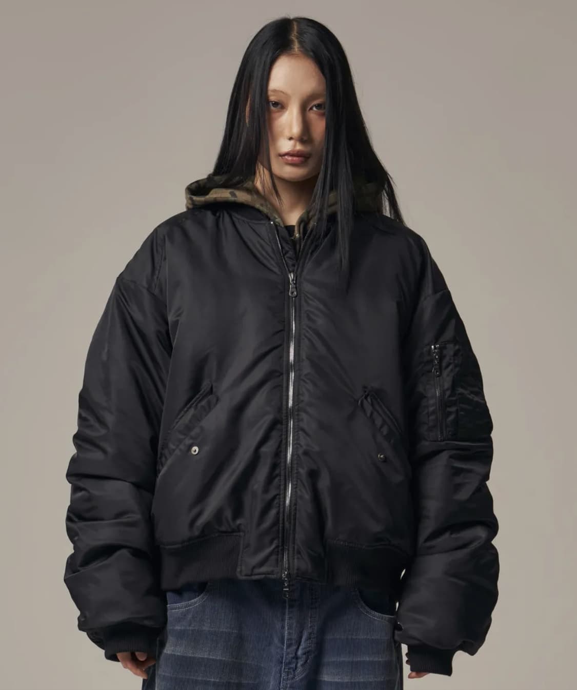 아이돈워너셀 Plane Shirring Ma-1 Black (새상품) 상품이미지3