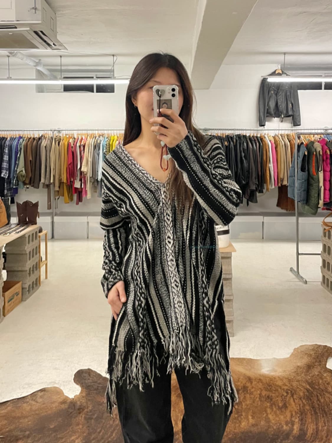 JOURNAL STANDARD fringe knit poncho 판초 상품이미지1