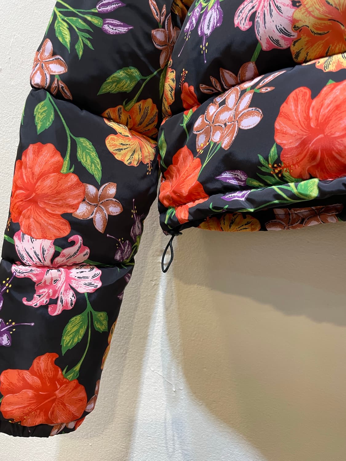 플라워 패턴 크롭 패딩 상품이미지3