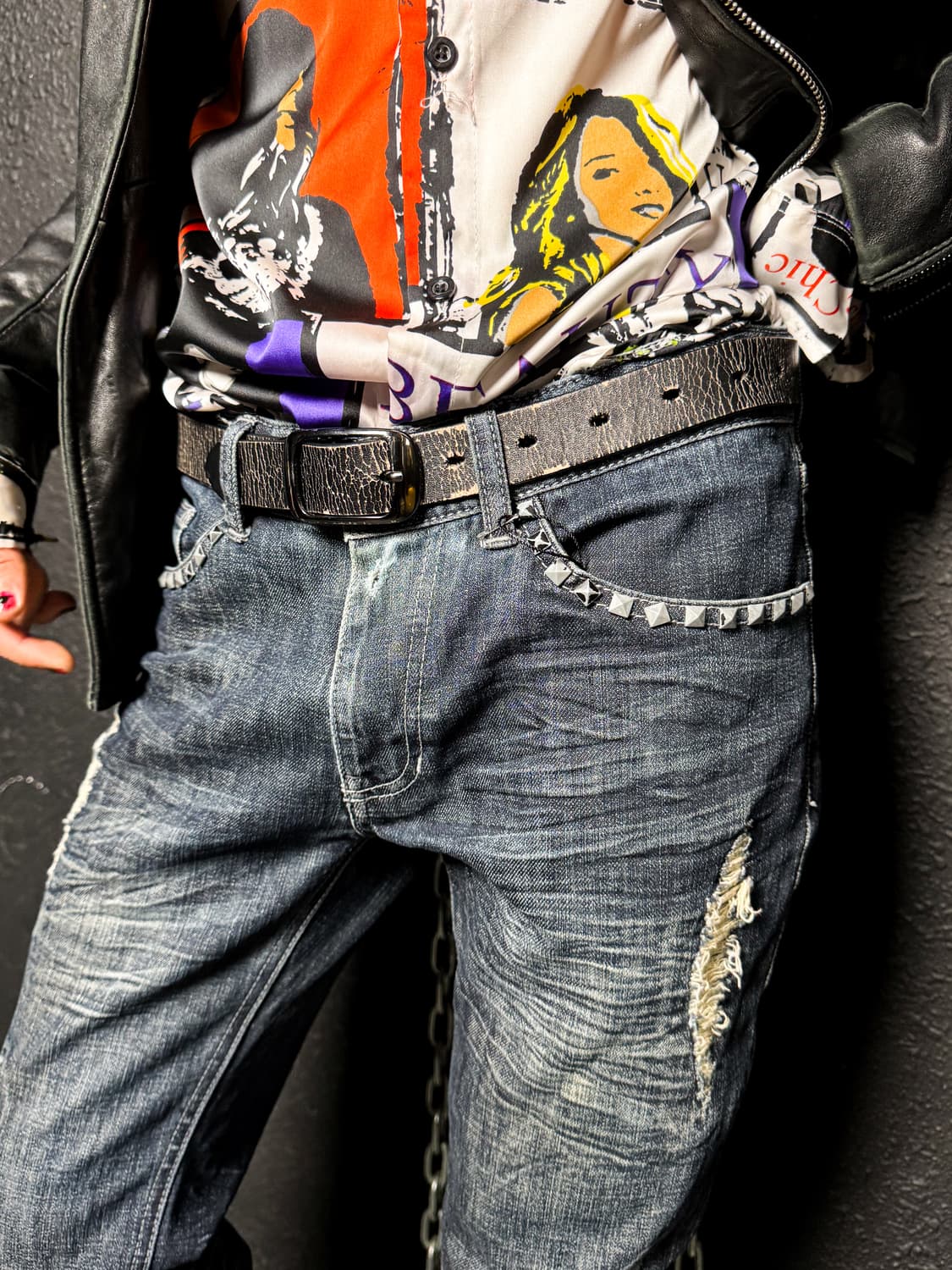 Stud Distressed Slim Denim 상품이미지3