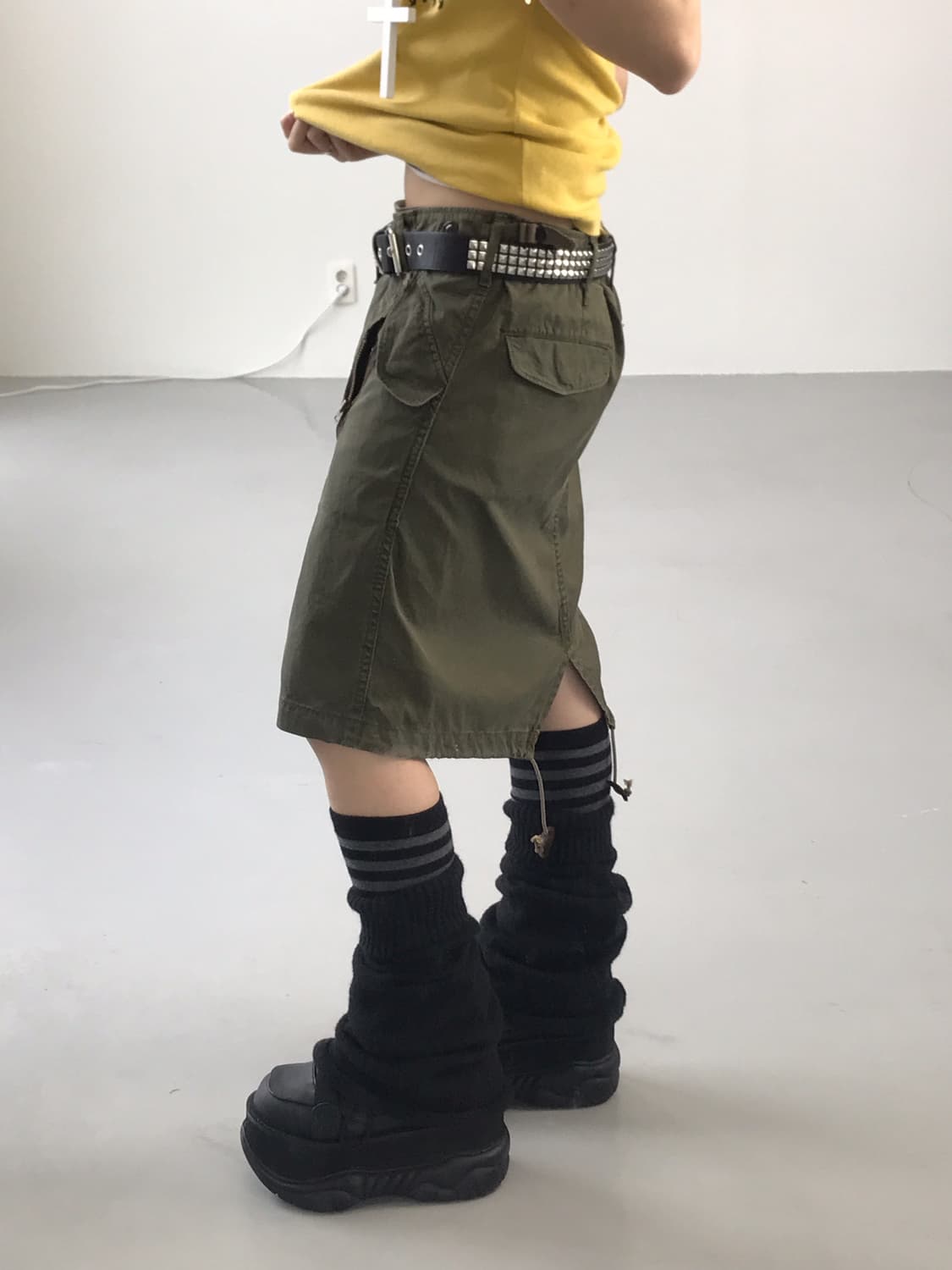 Johnbull Khaki Midi Lab Skirts 상품이미지2