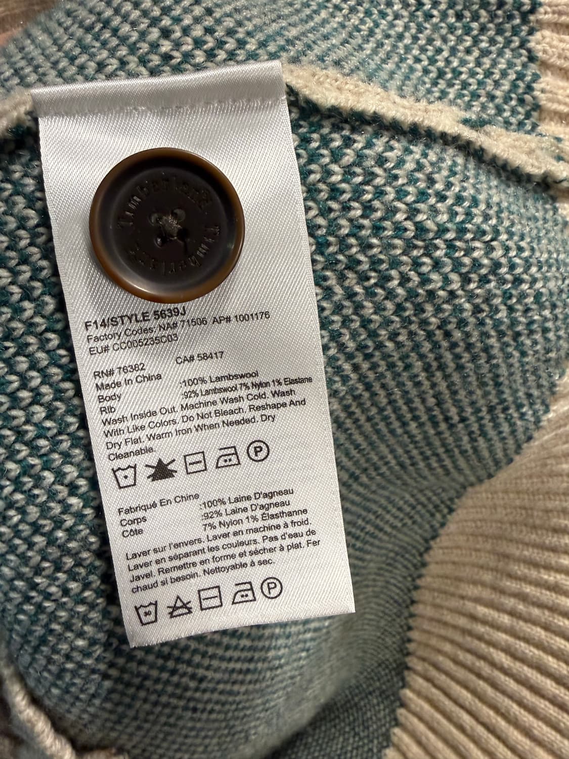 팀버랜드 TIMBERLAND 노르딕 패턴 숄카라 가디건 아이보리 L 상품이미지7