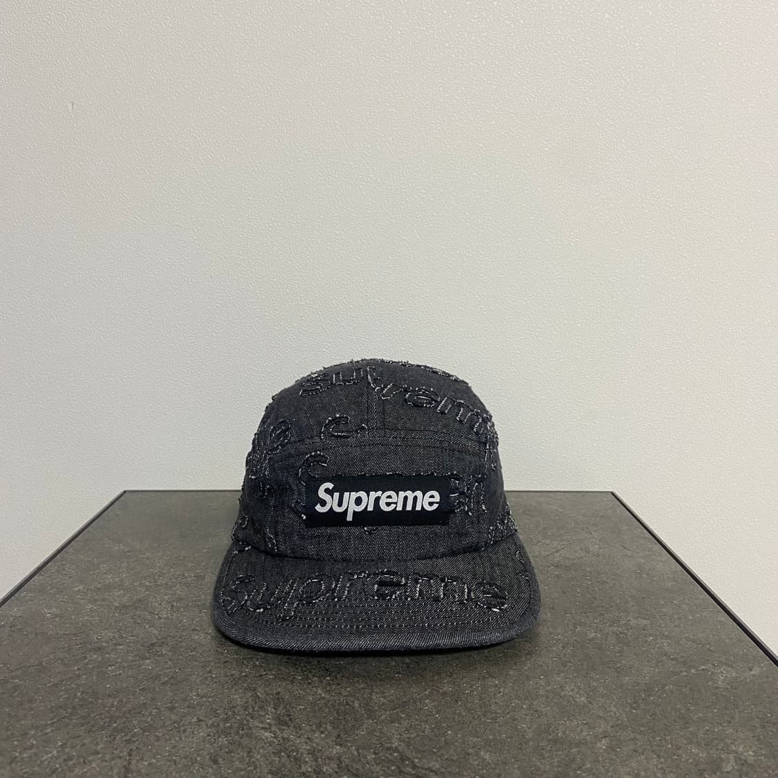 (OS) 슈프림 박스로고 캠프캡 모자 데님 블랙 상품이미지1