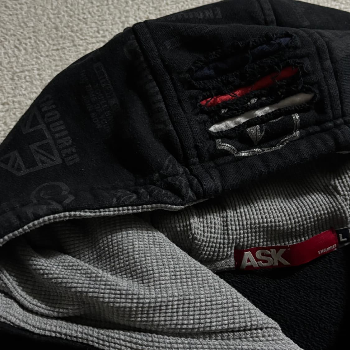 빈티지 올드스쿨 ASK 블랙 y2k 후드집업 상품이미지3