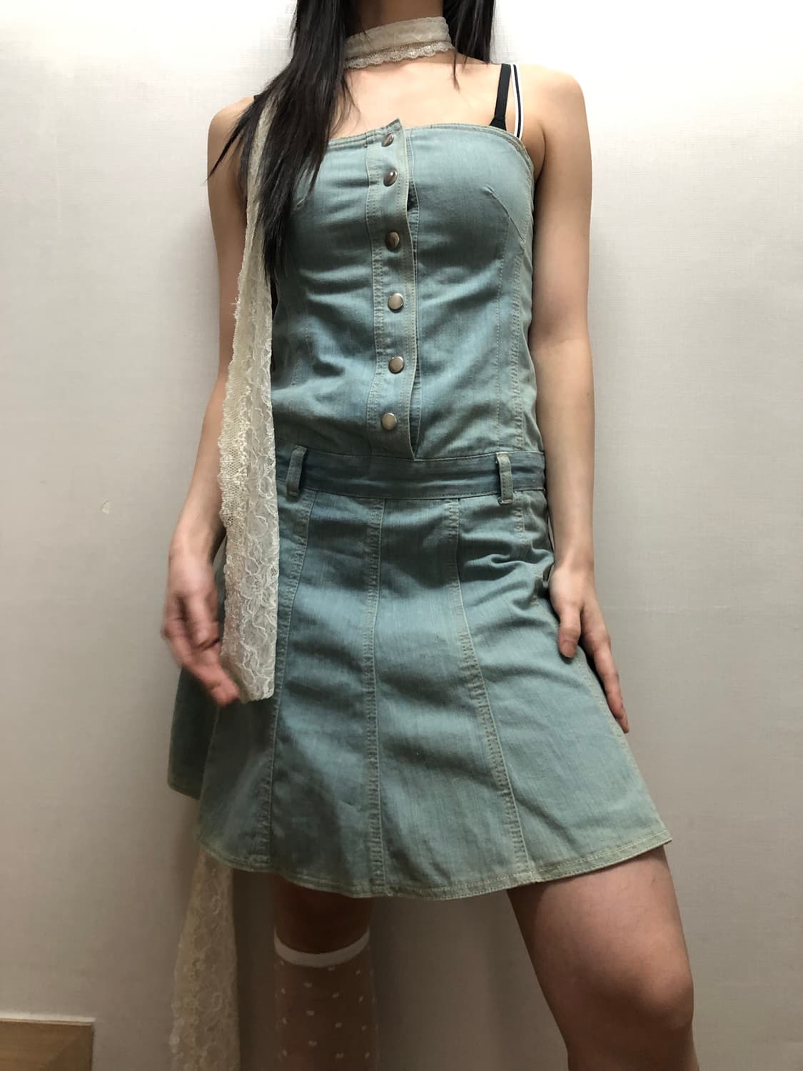 빈티지 데님 버튼 원피스 상품이미지2