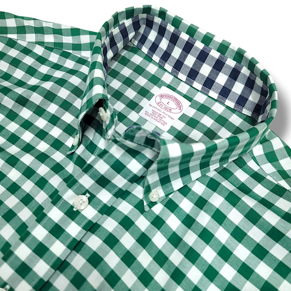 [L] 브룩스브라더스 그린 깅엄체크 코튼 긴팔셔츠 상품이미지7