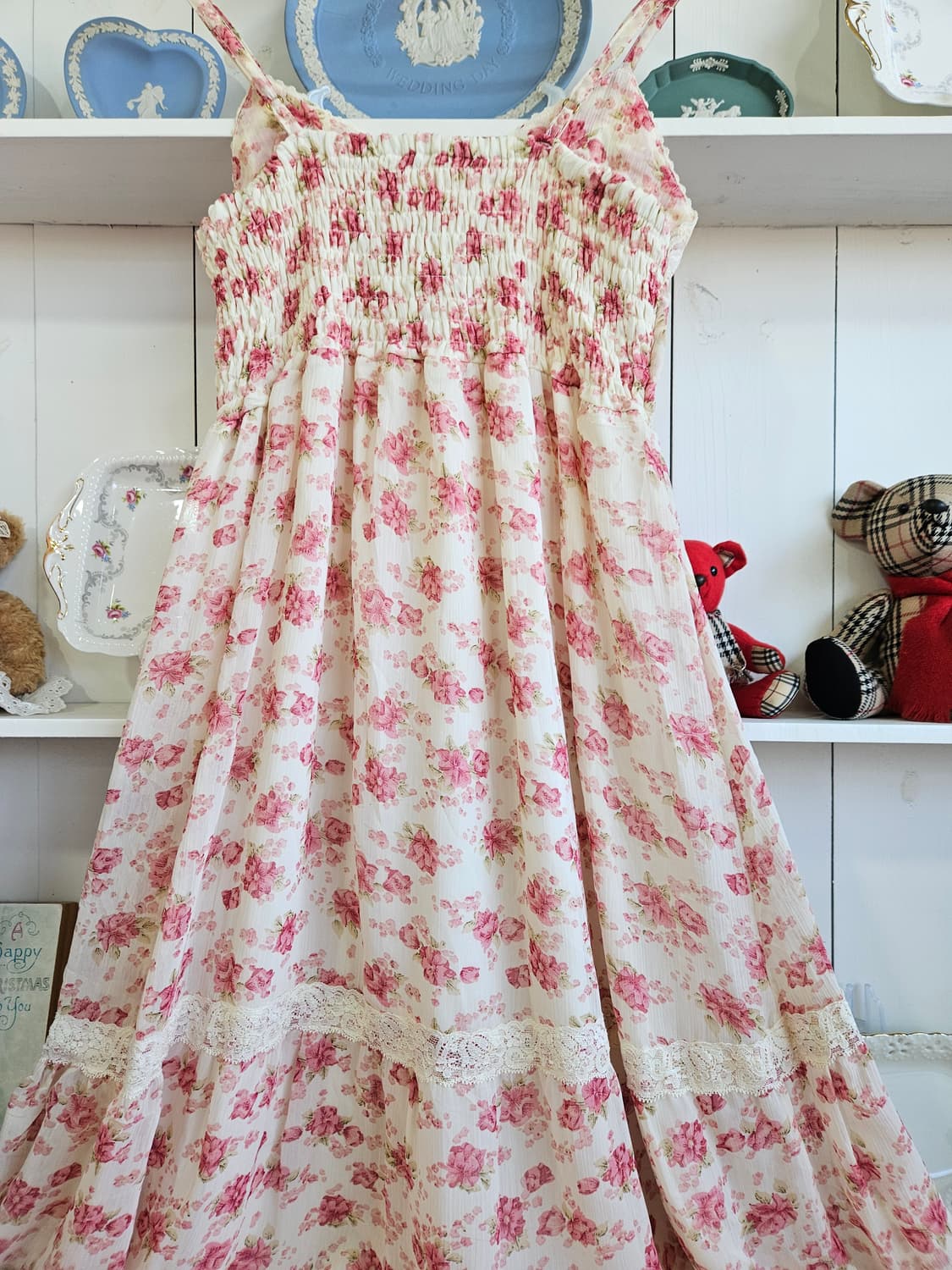 쉐비플라워 레이스 롱 원피스 상품이미지6