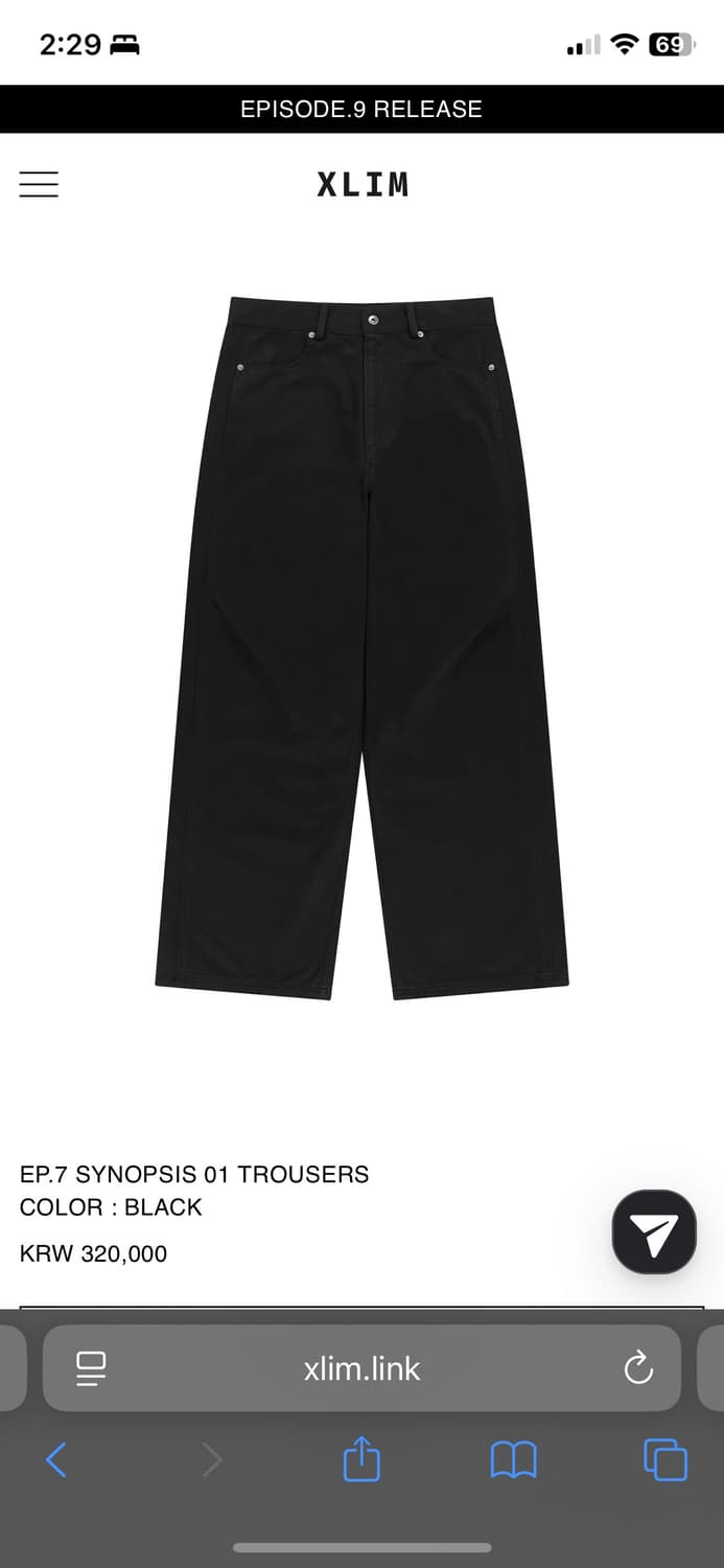 XLIM EP.7 SYNOPSIS 01 TROUSERS L사이즈 상품이미지1