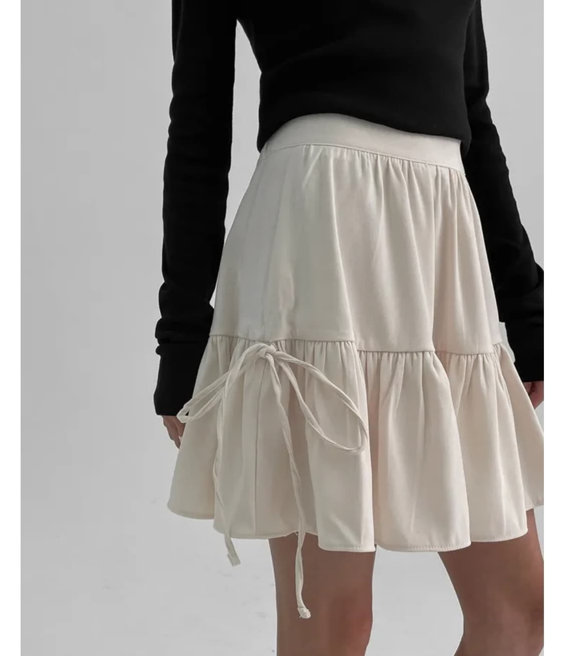 블랙업 헬신더 플레어 리본 미니 스커트 팬츠 아이보리 상품이미지2