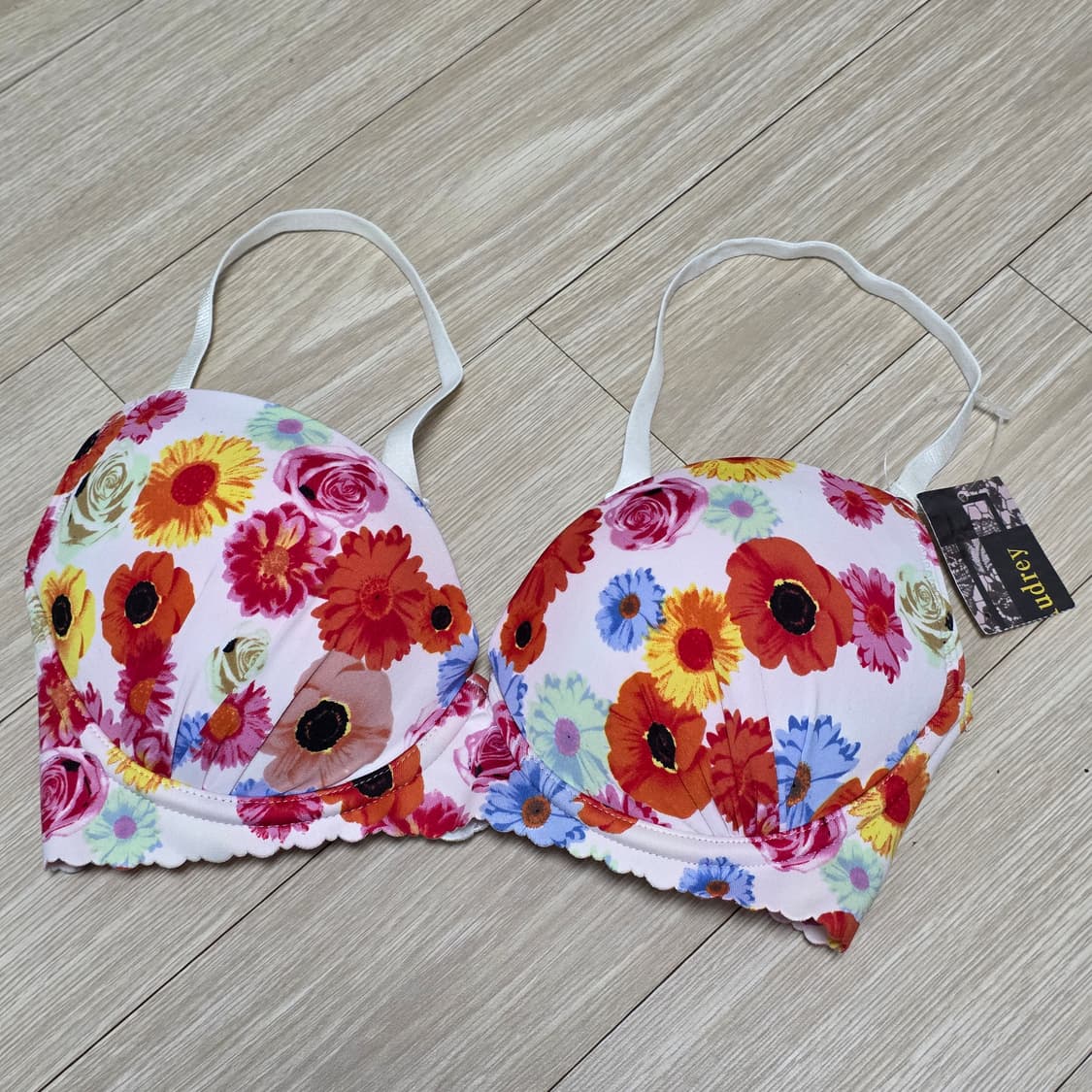 일본빈티지) 플로럴 꽃무늬 언더웨어 양산형 갸루 란제리 브라 브래지어 상품이미지3