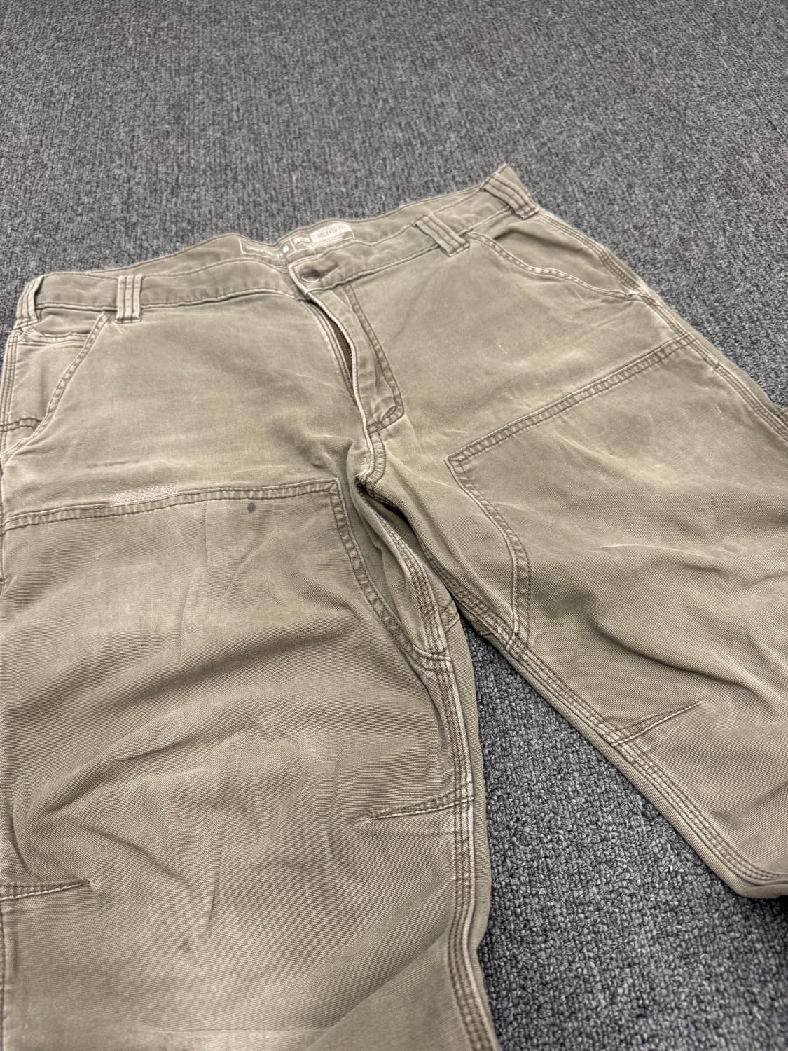 칼하트 빈티지 모스그린 더블니 워크팬츠 상품이미지2