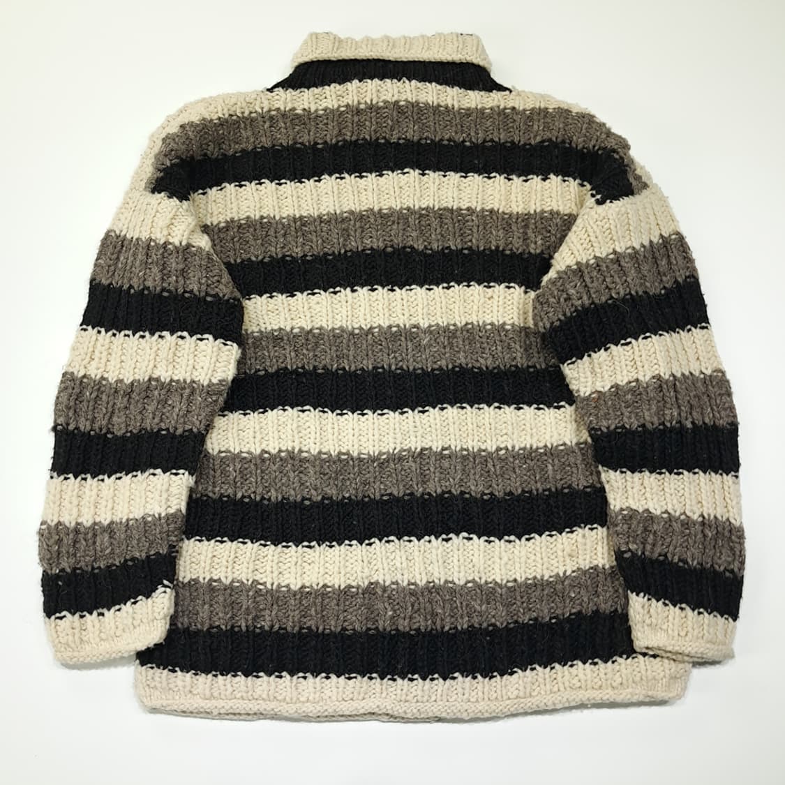 CL208 L 카라반 에콰도르 핸드니트 울 스트라이프 롤넥 니트 스웨터 상품이미지5