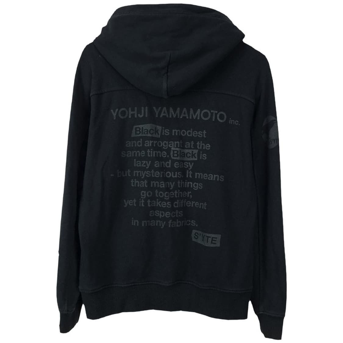 요지야마모토 S'YTE 뒷판 프린팅 후드티 블랙 P01169 상품이미지3