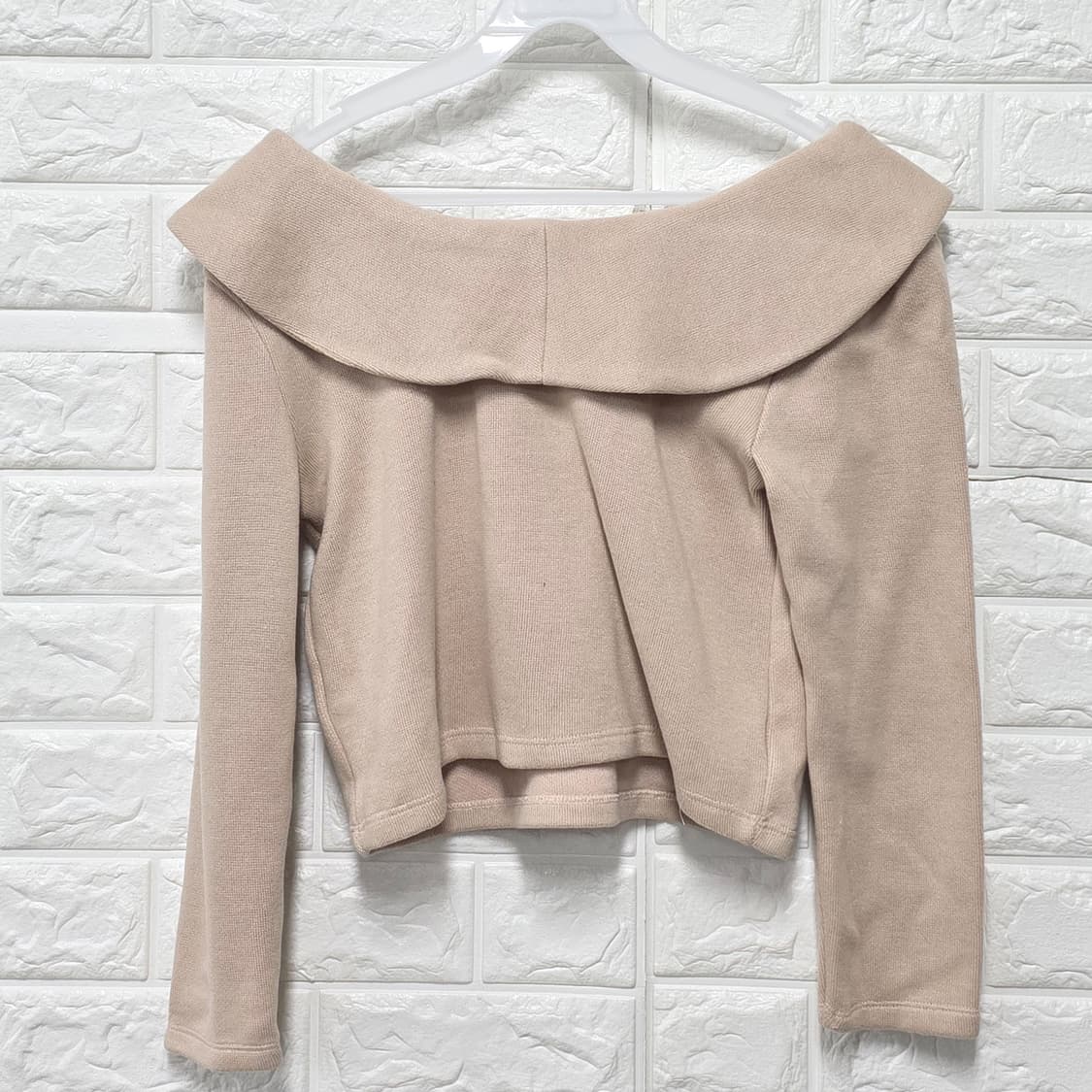 택포_ 자라 오프숄더 크롭 니트 S 베이지 새상품 상품이미지4