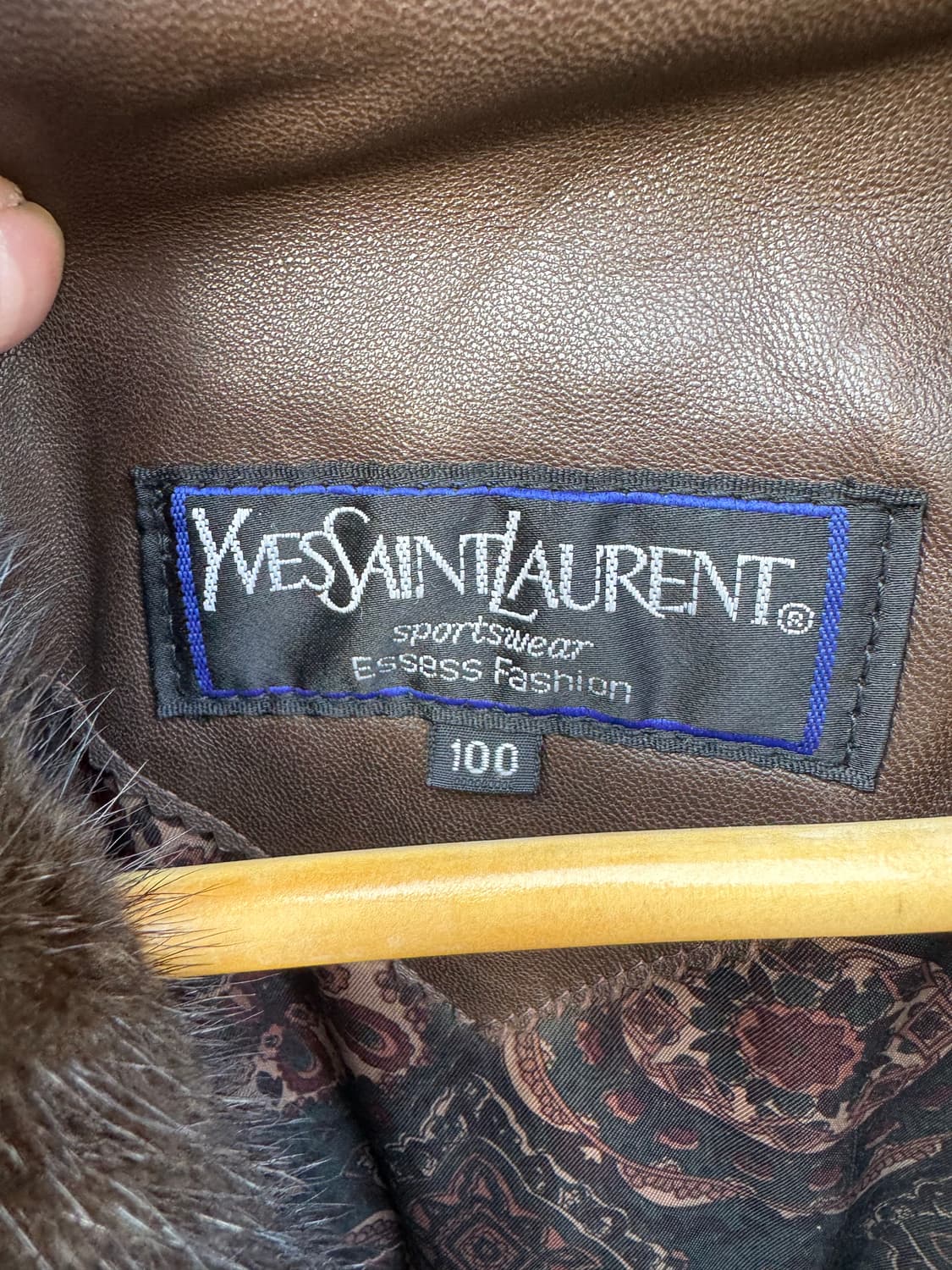 90s 입생로랑 양가죽 밍크털 빈티지 가죽 자켓 카코트 상품이미지5