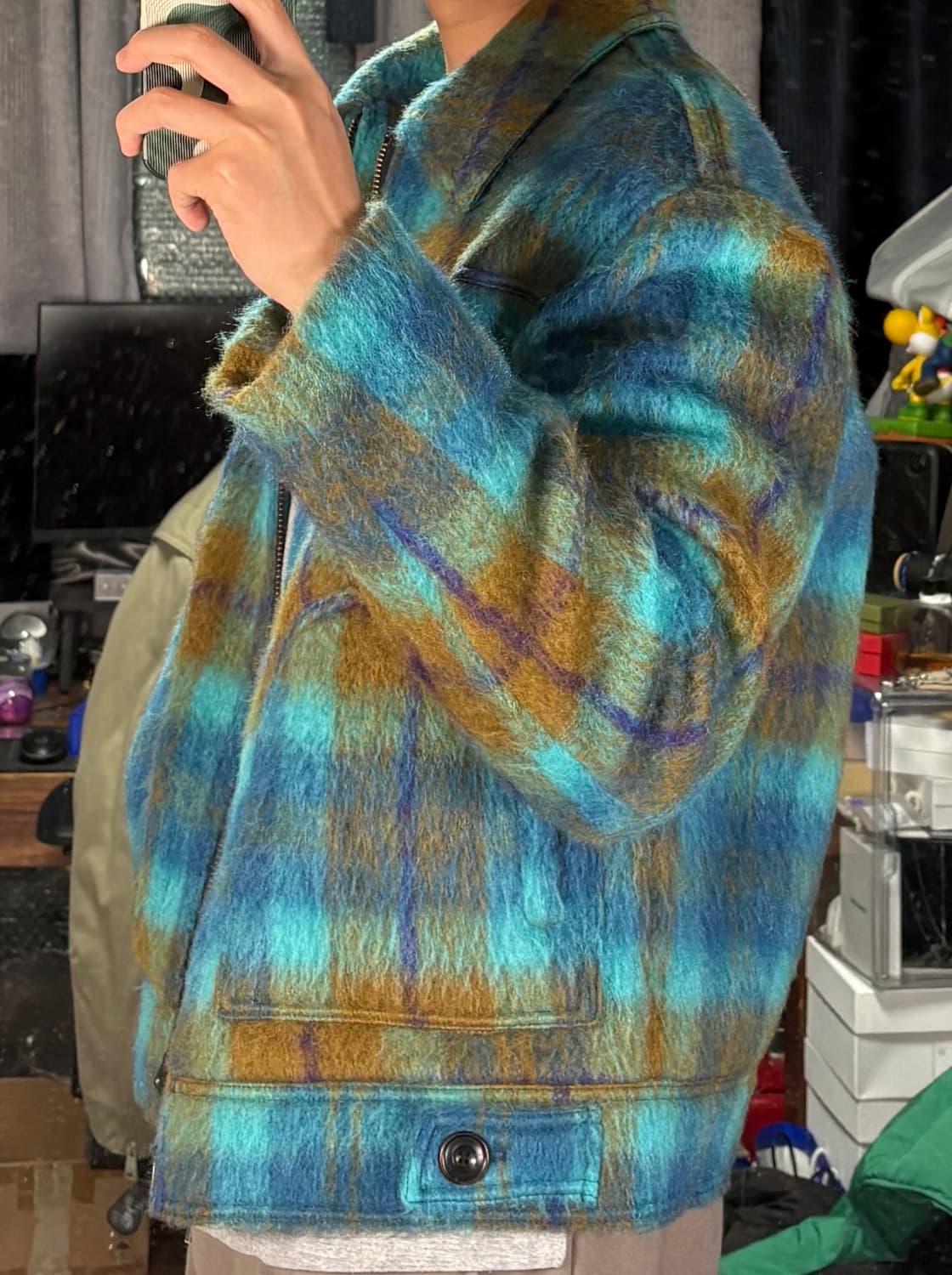 앤더슨벨 해리체크 샤기 울 자켓 L 상품이미지8