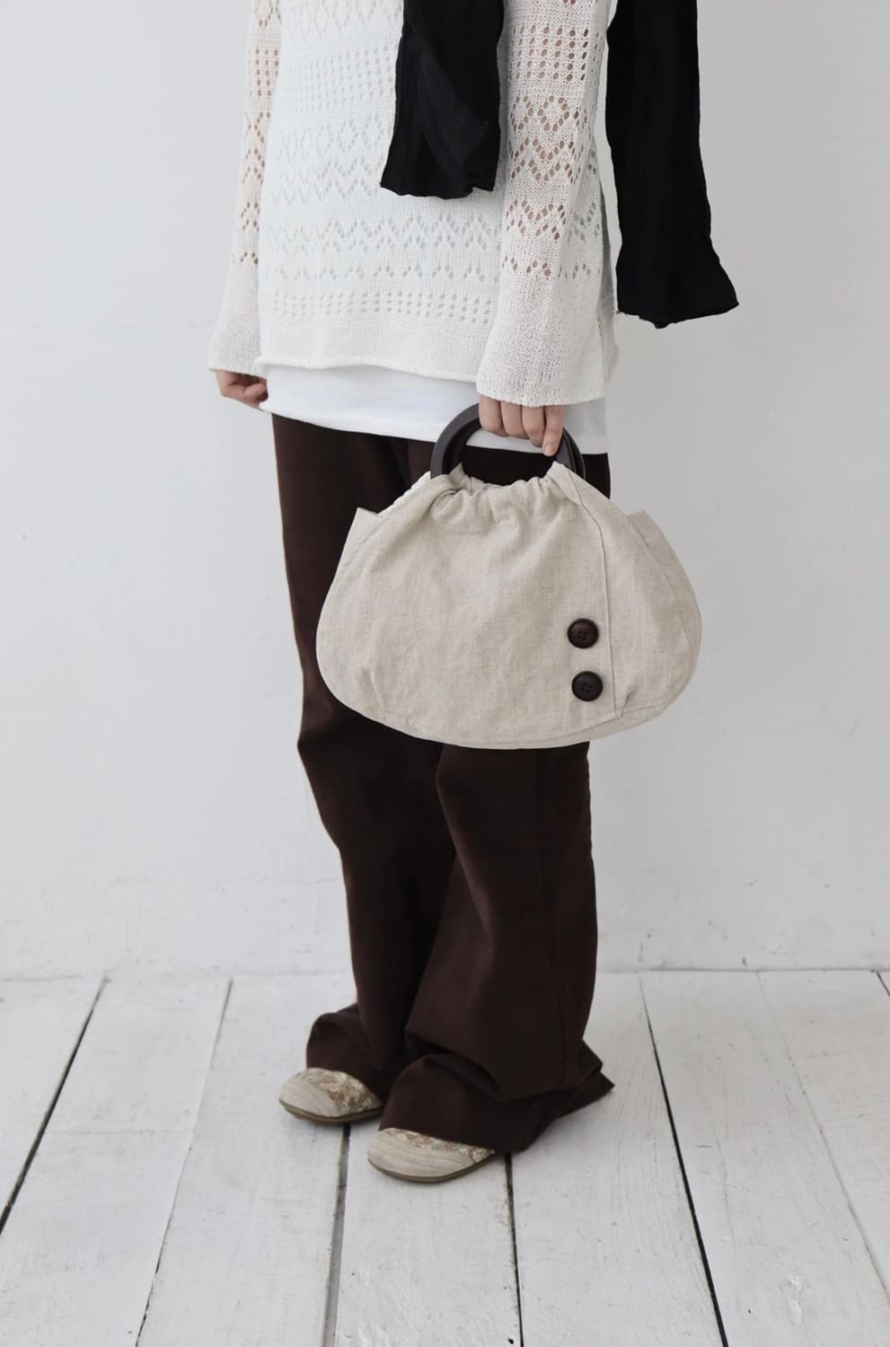 humoo 아티잔 무드 단추 포켓 가방 상품이미지2