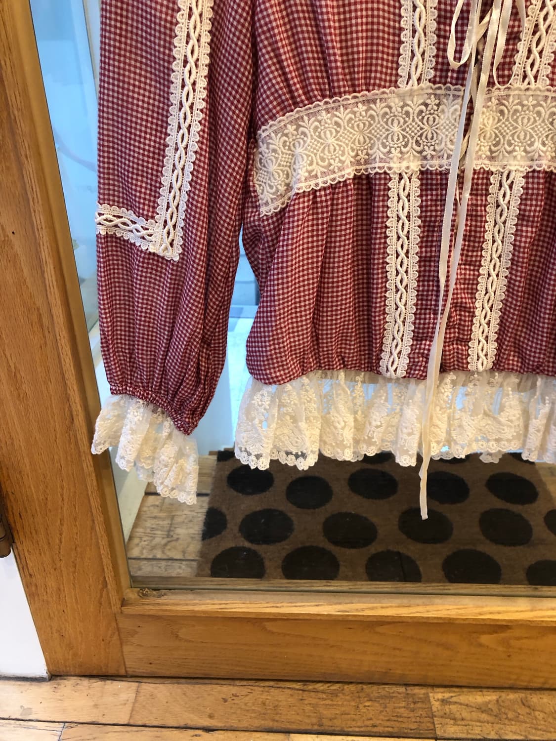 Check lace ribbon blouse 상품이미지4