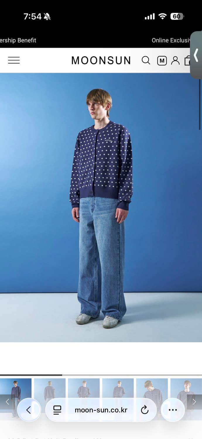 문선 네이비 도트 니트 가디건 새상품 상품이미지3