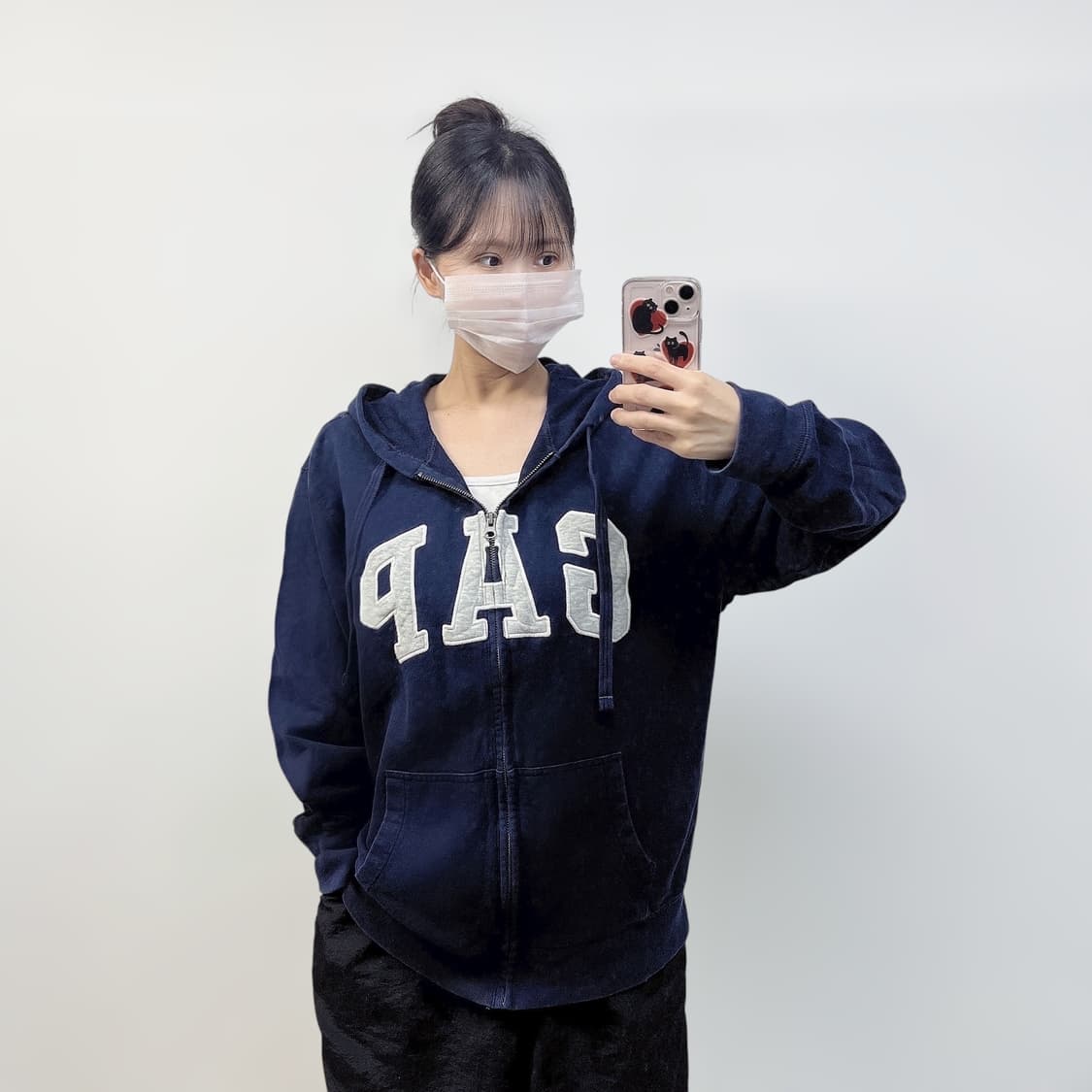 갭 GAP 스펠 로고 후드집업 네이비 상품이미지1