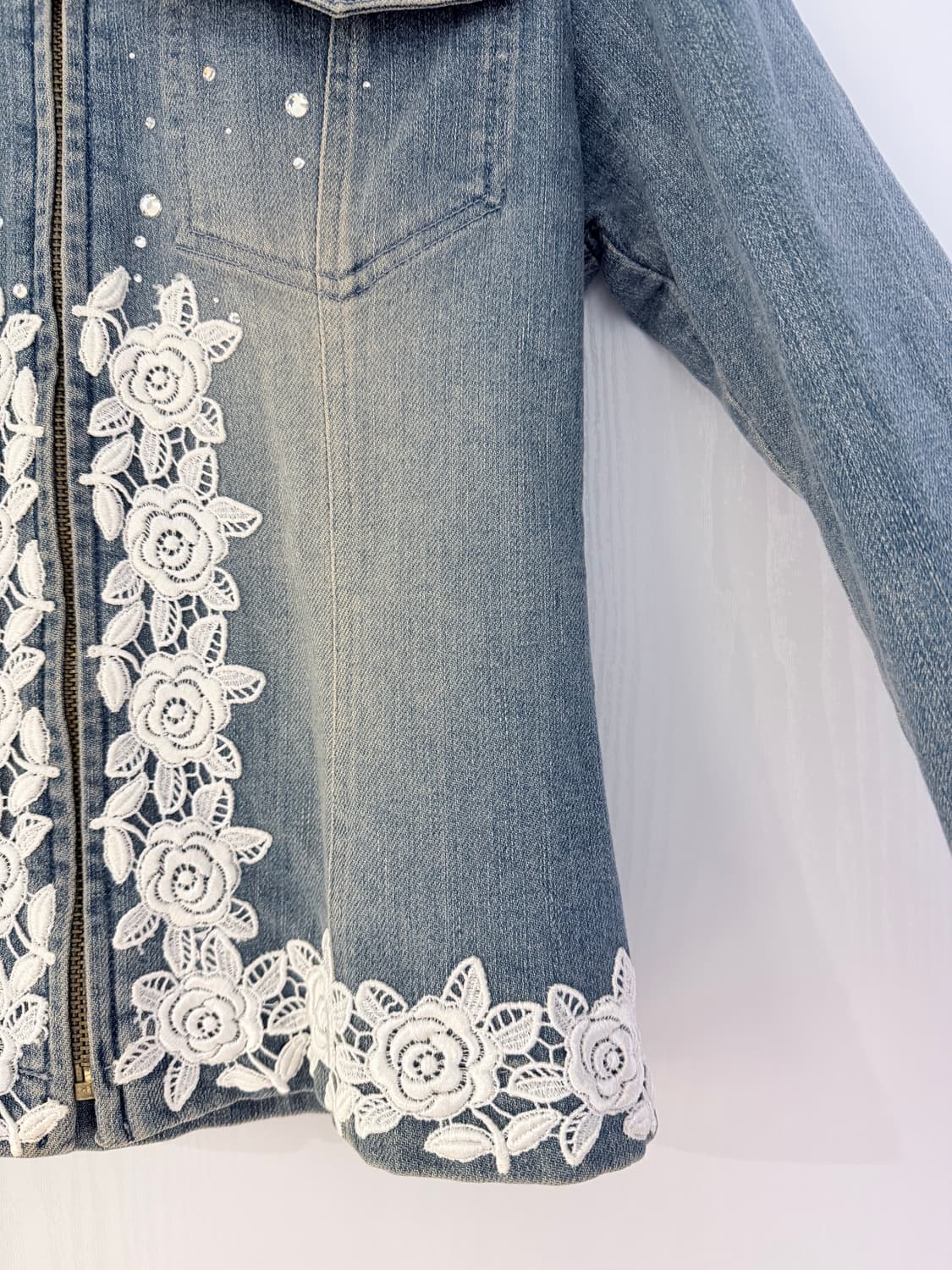 일본빈티지 레이스데님 셔츠 청자켓 상품이미지2