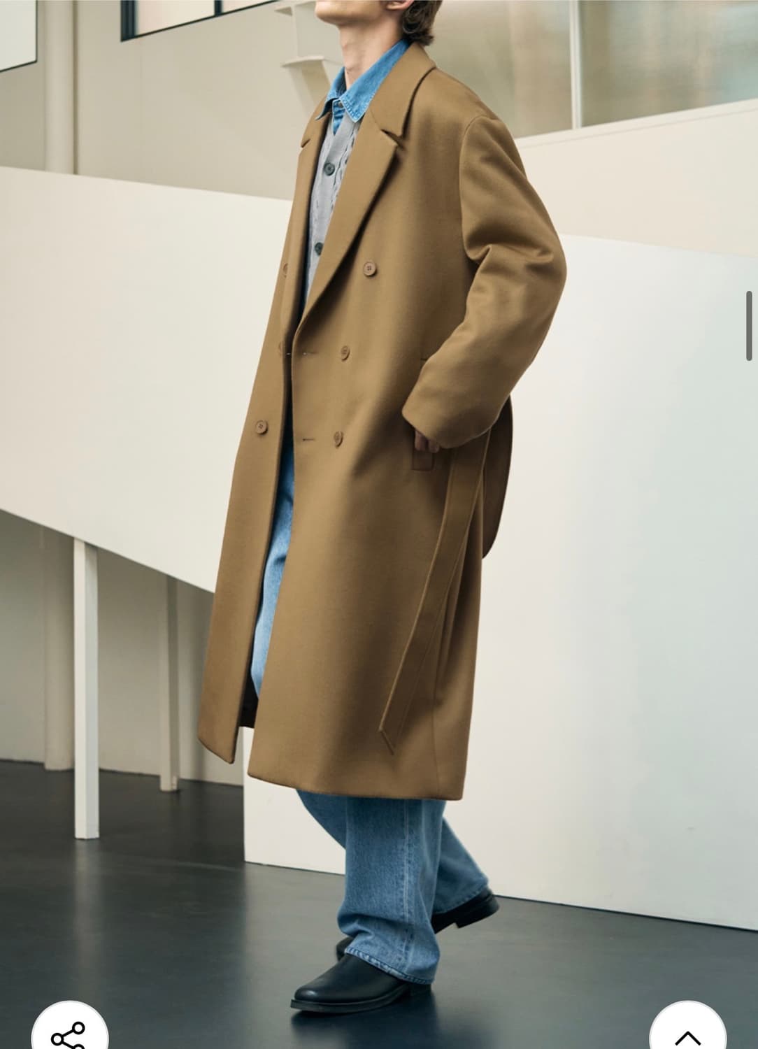 (새상품)(L) 드로우핏 프리미어 퓨어 캐시미어 로브 더블 코트  판매 상품이미지5