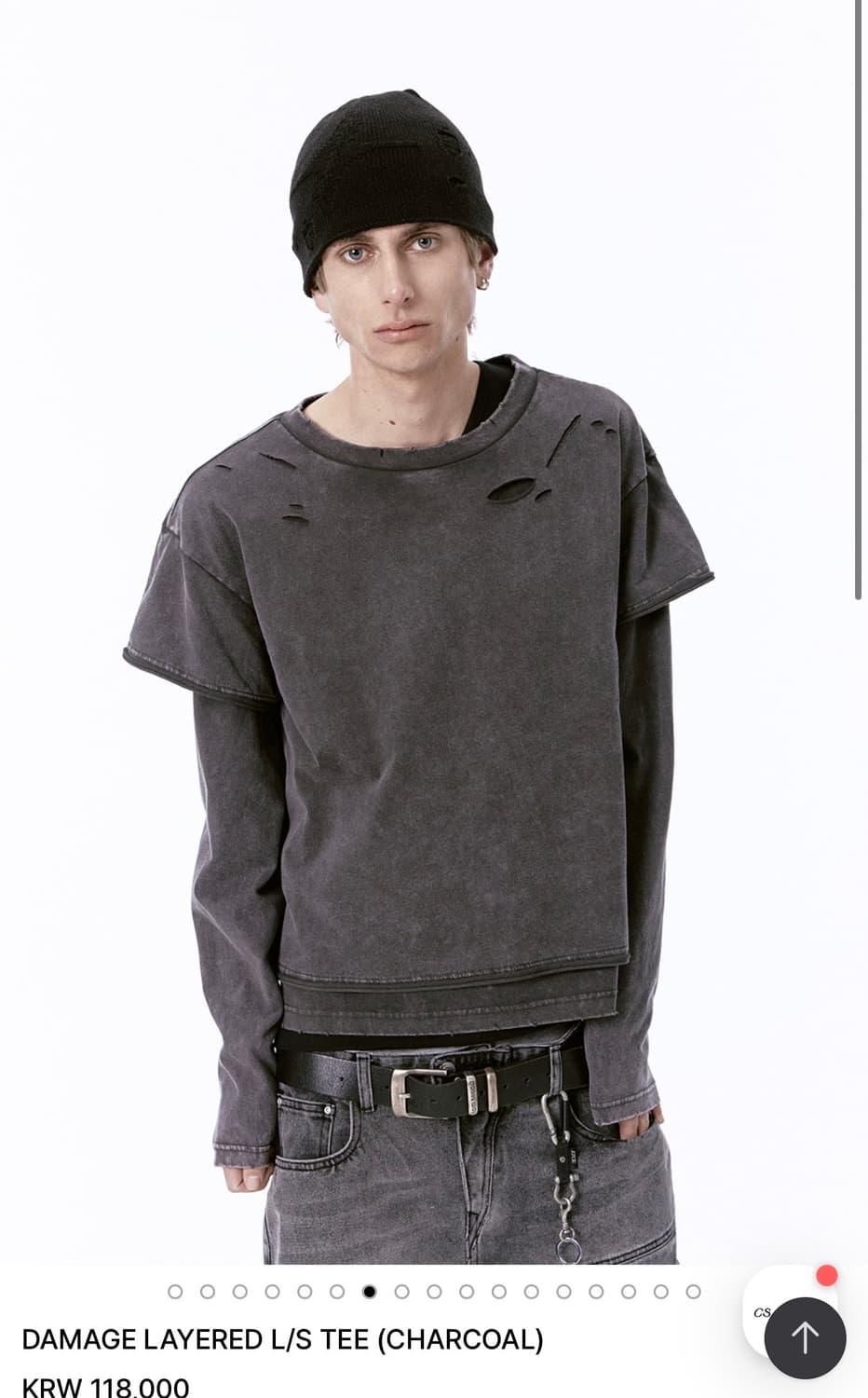 DAMAGE LAYERED L/S TEE (CHARCOAL) L 상품이미지1