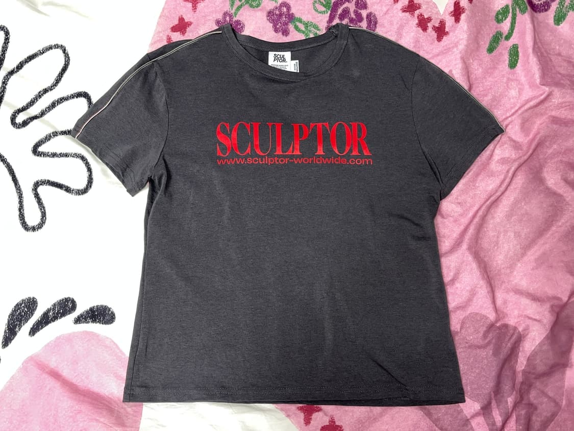 스컬프터 Classic Logo Piping Crop Top 차콜 M 상품이미지1