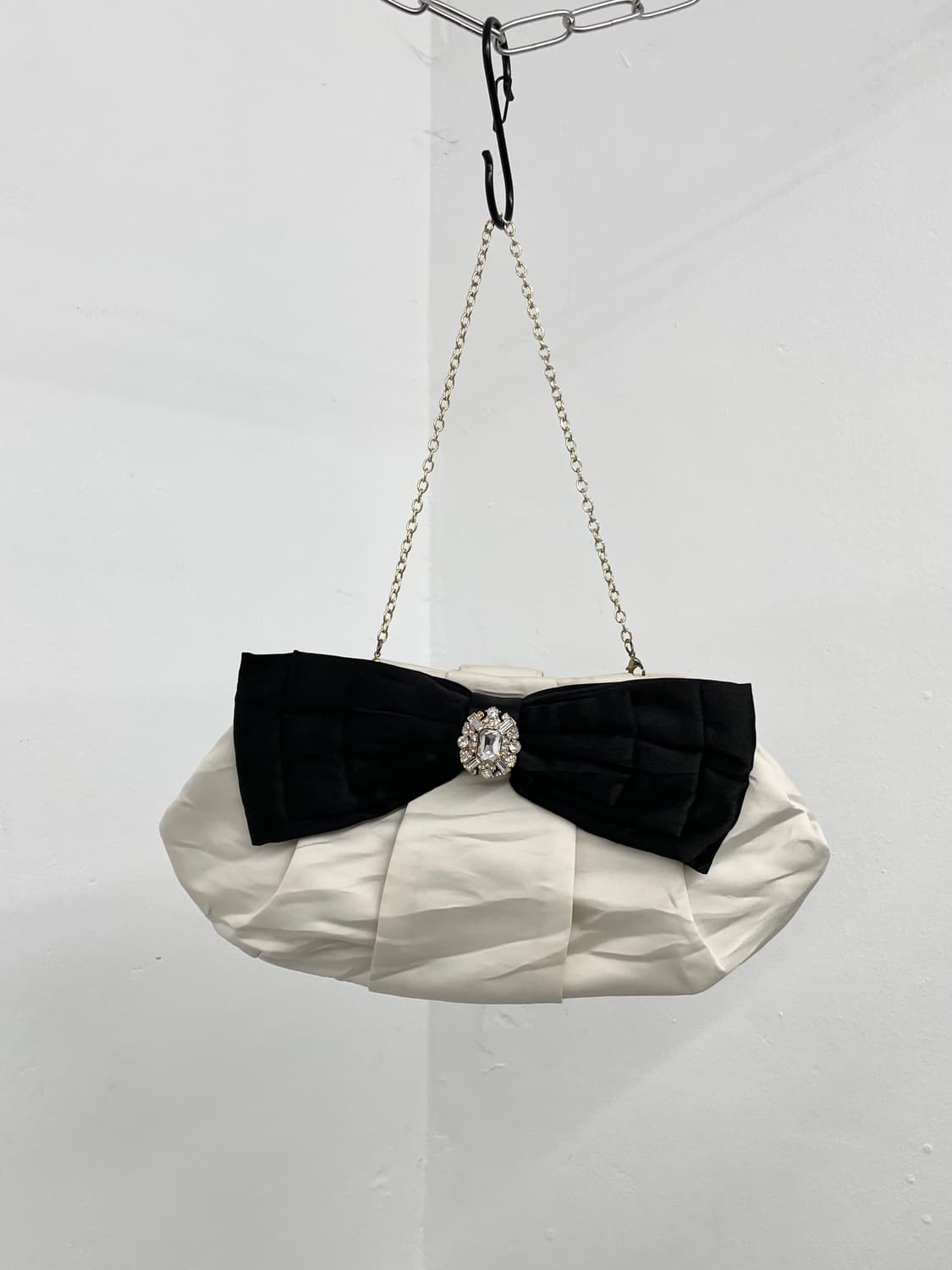 갸루 새틴 리본 큐빅백 상품이미지1