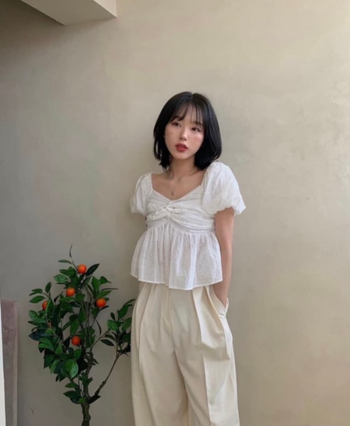 더티스 thetis 트위스트 프론트 블라우스 상품이미지1