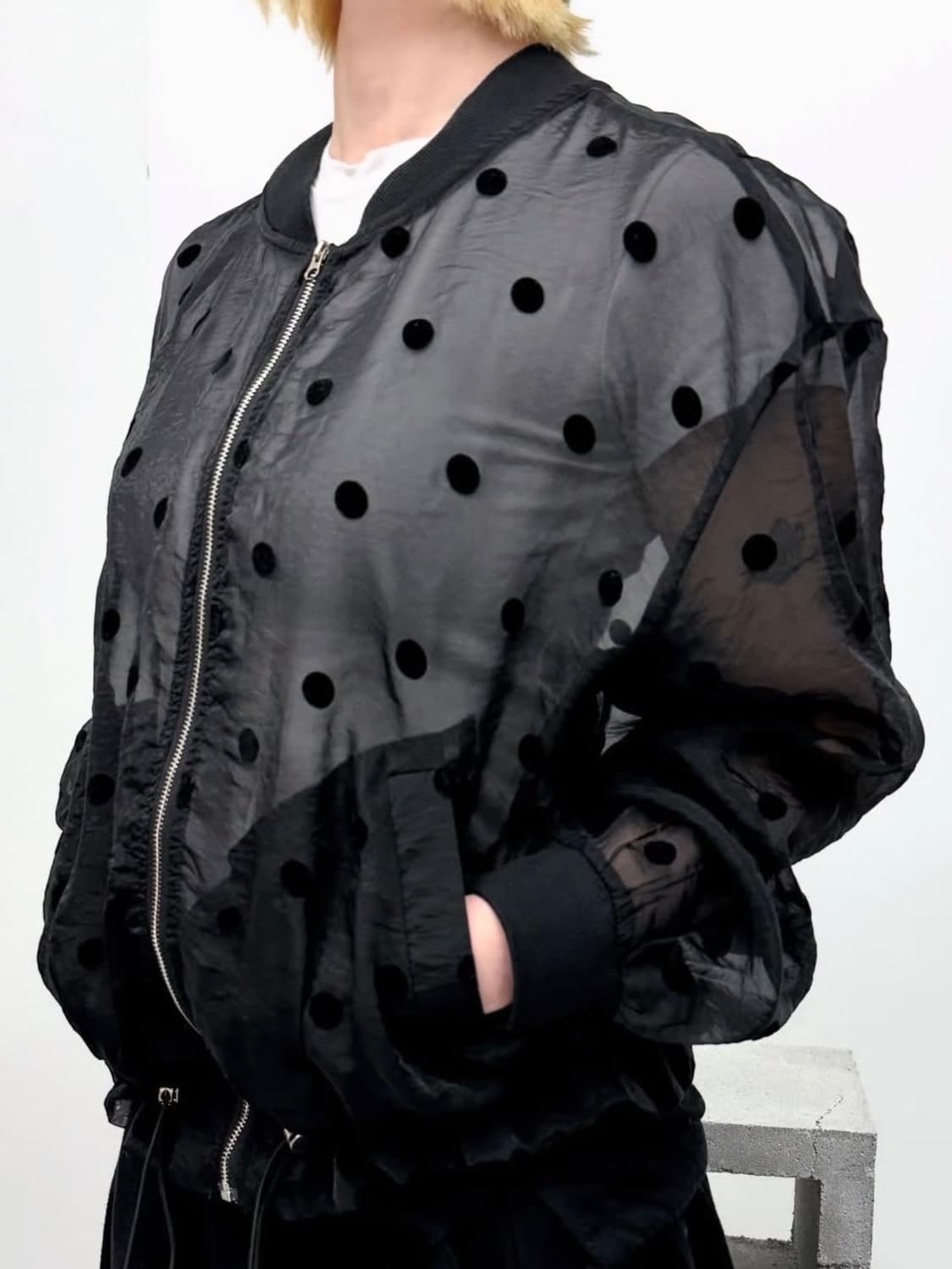 Sheer Dot See-through zip-up 상품이미지1