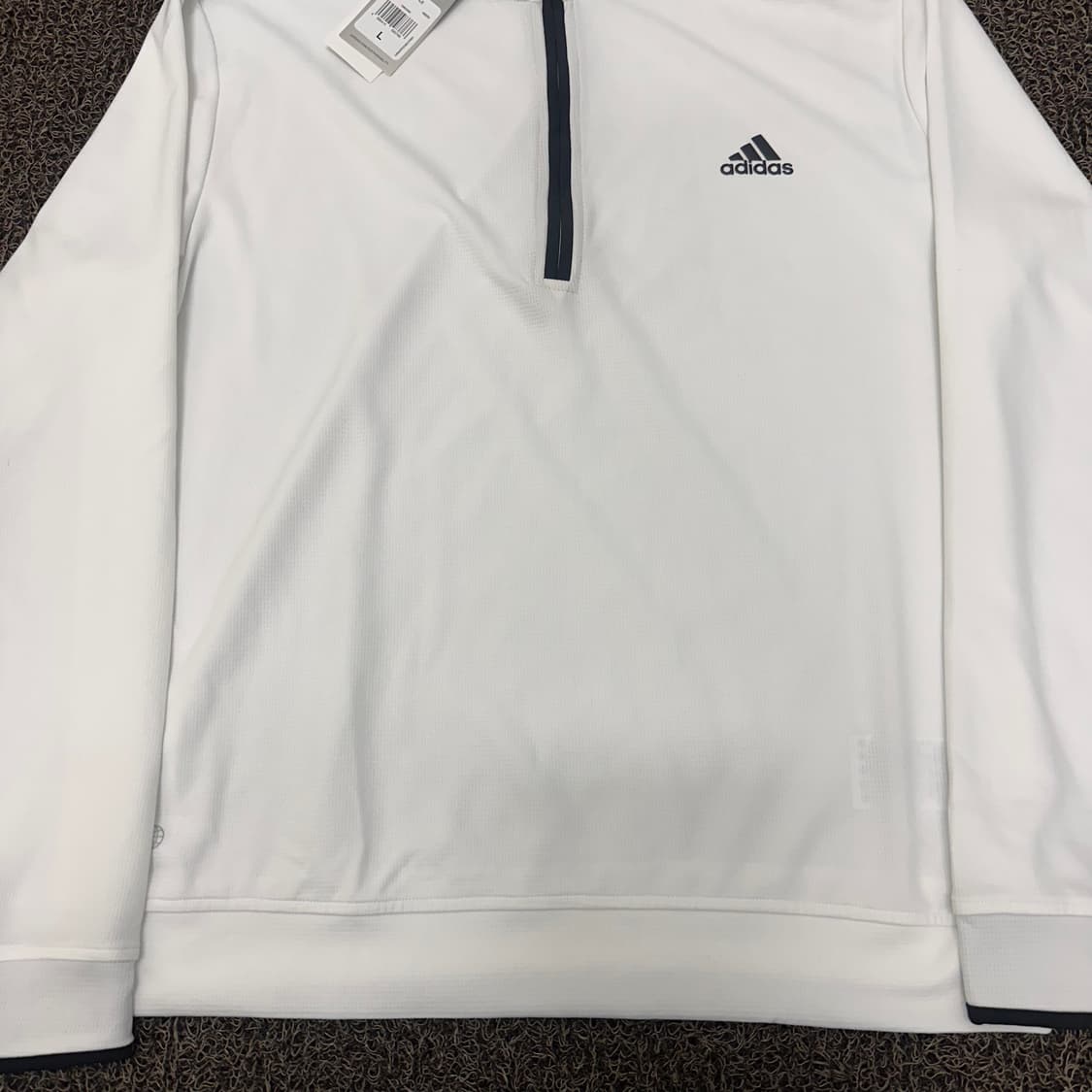[새상품] 아디다스 반집업 기능성 운동복 긴팔티셔츠 화이트 L 상품이미지3