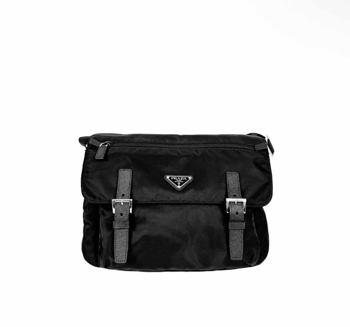 [M] 프라다 리나일론 삼각로고 투버클 메신저백 크로스백 블랙 미디움 상품이미지1