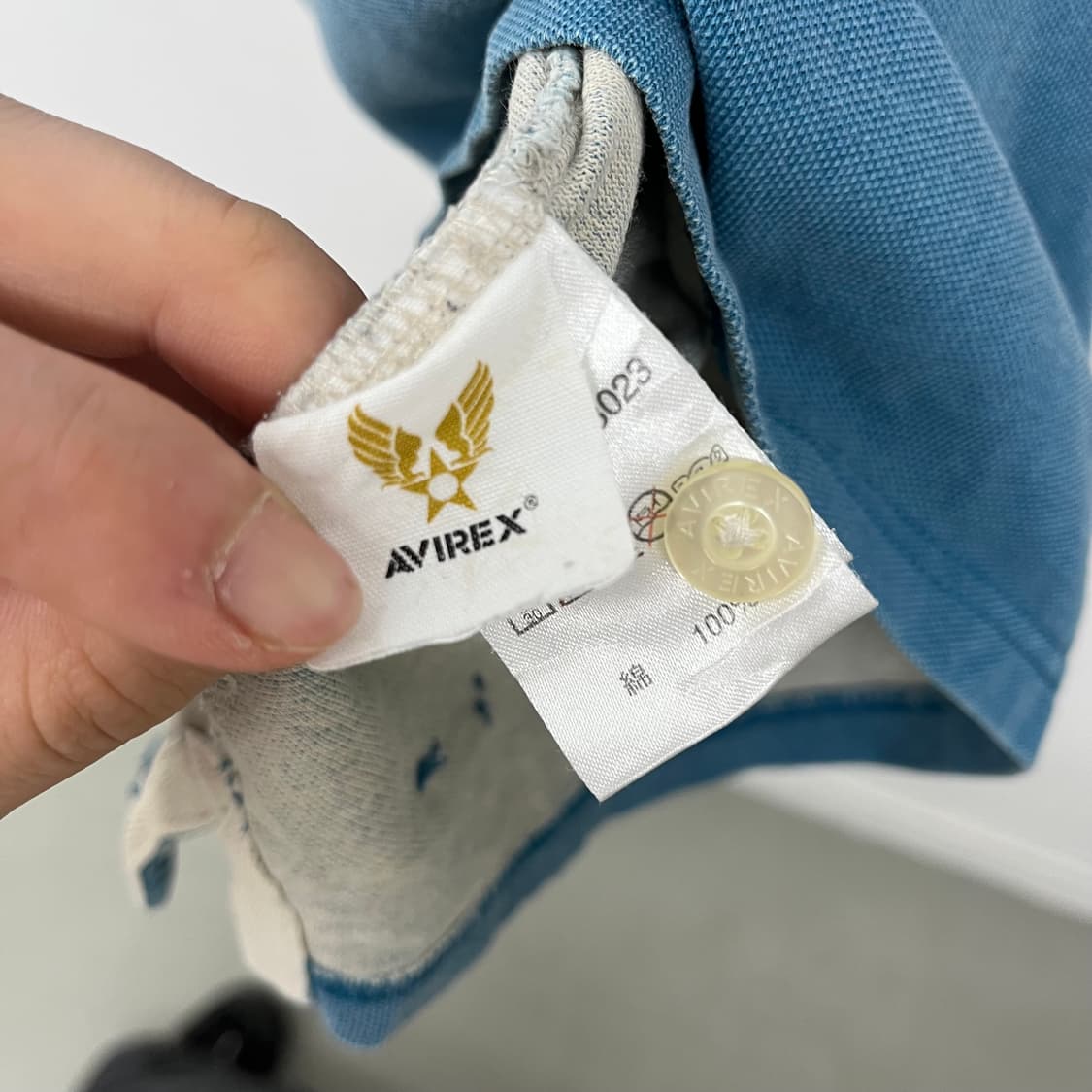 AVIREX 아비렉스 블루 워싱 반팔 폴로티 남성XL 상품이미지8