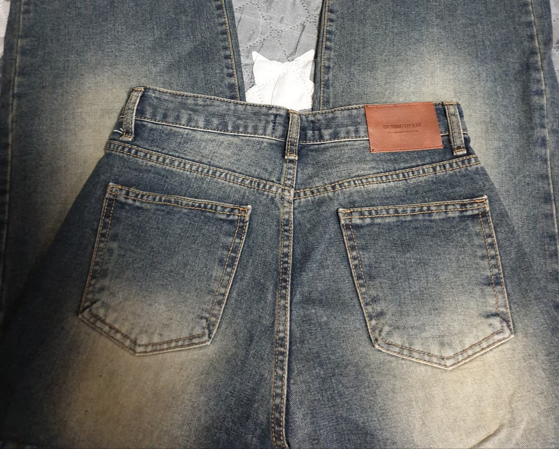 데님스토리 빈티지 워싱 와이드 데님팬츠 (M) 상품이미지3