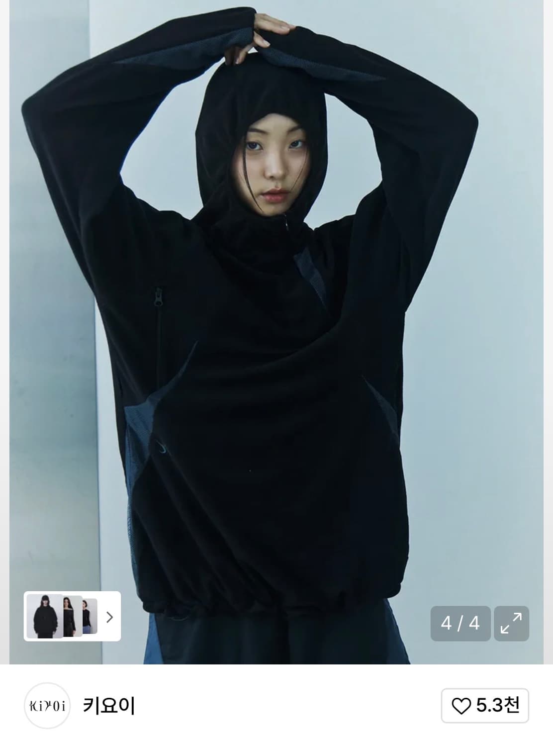 키요이 플리스 후드 블랙 상품이미지1