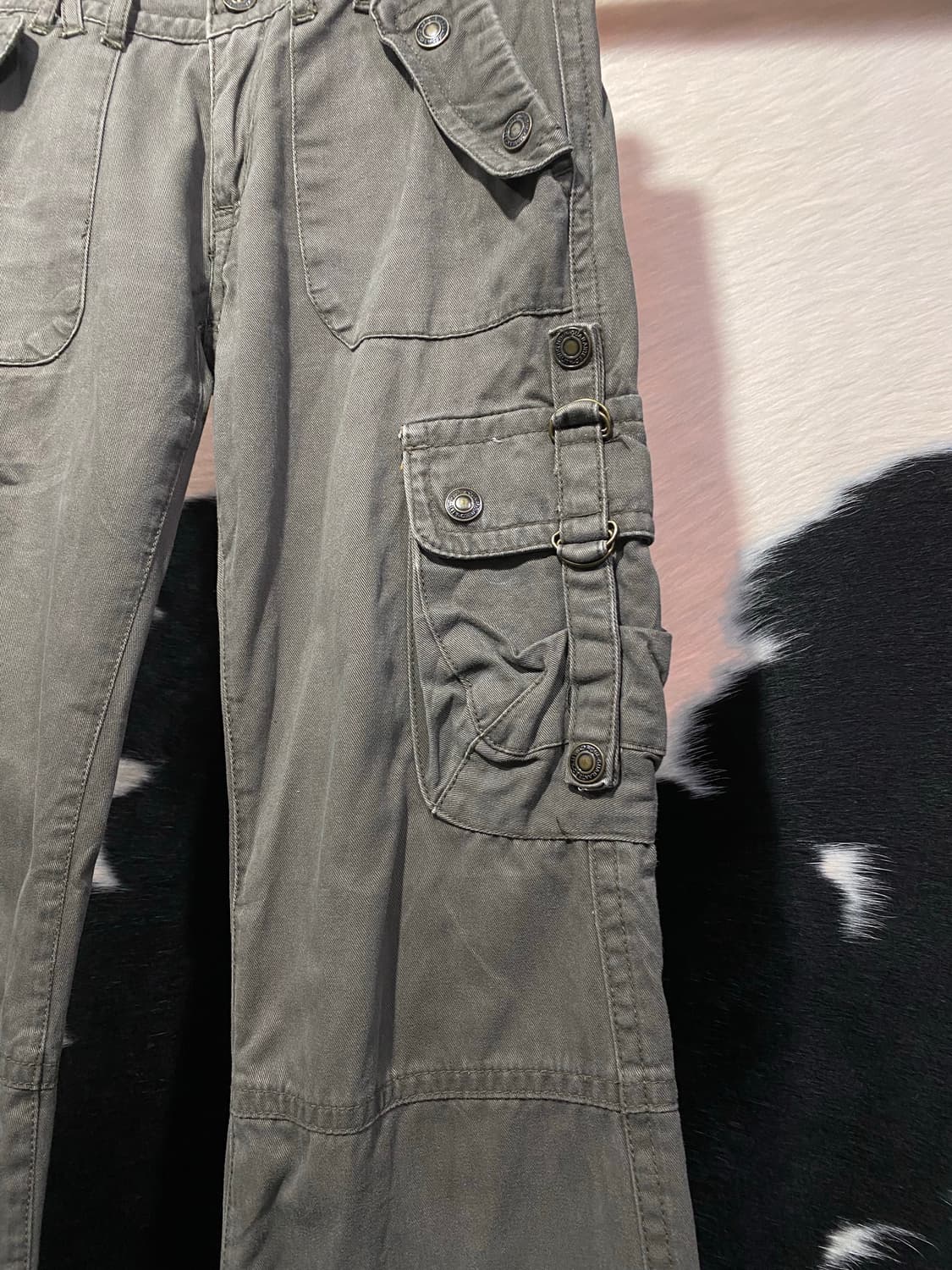 Japanese vtg 그런지 카키 멀티포켓 카고 팬츠 상품이미지4